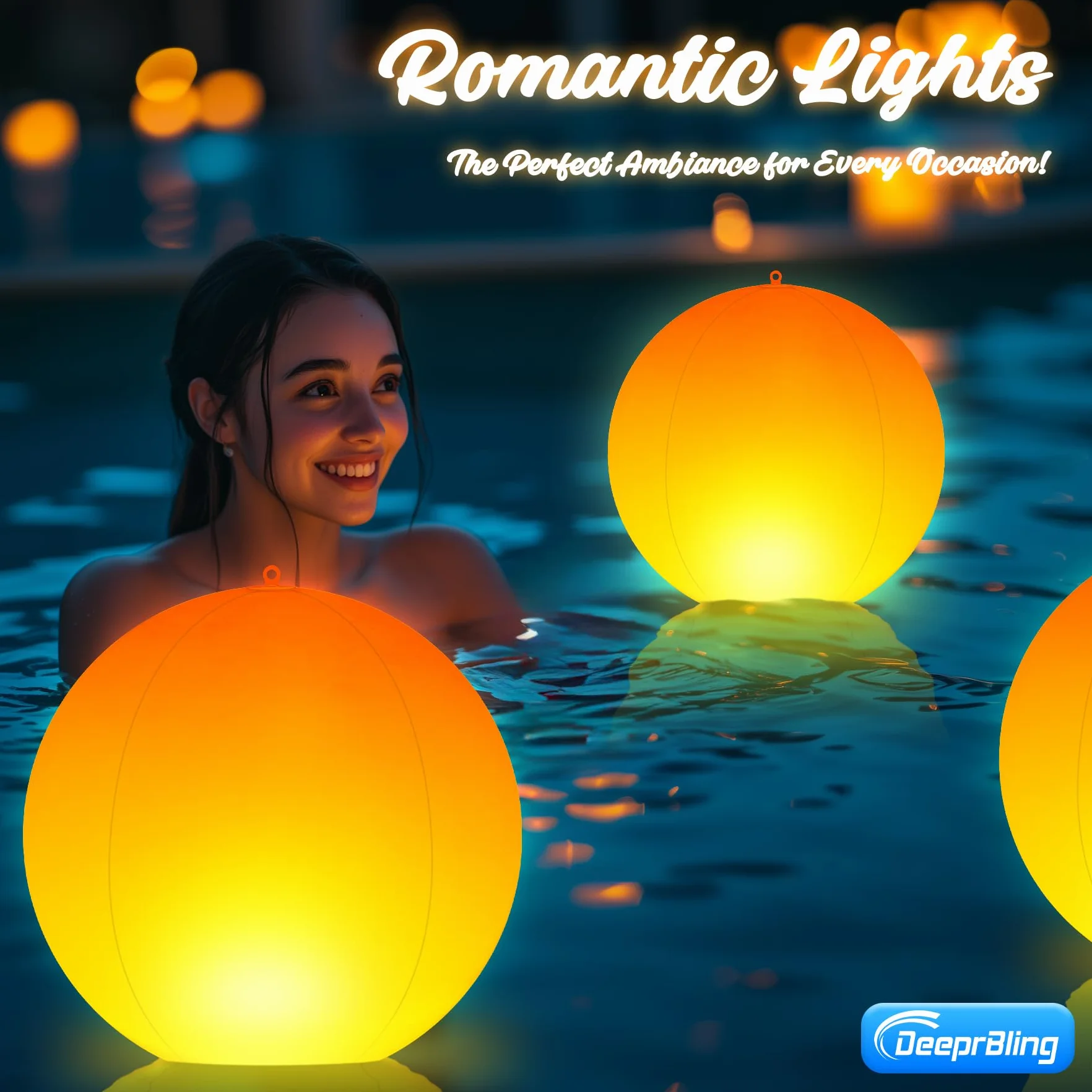 Lampe Flottante Piscine Solaire 35cm Gonflable Boule Lumineuse LED Flamme IP68 2 Pièces