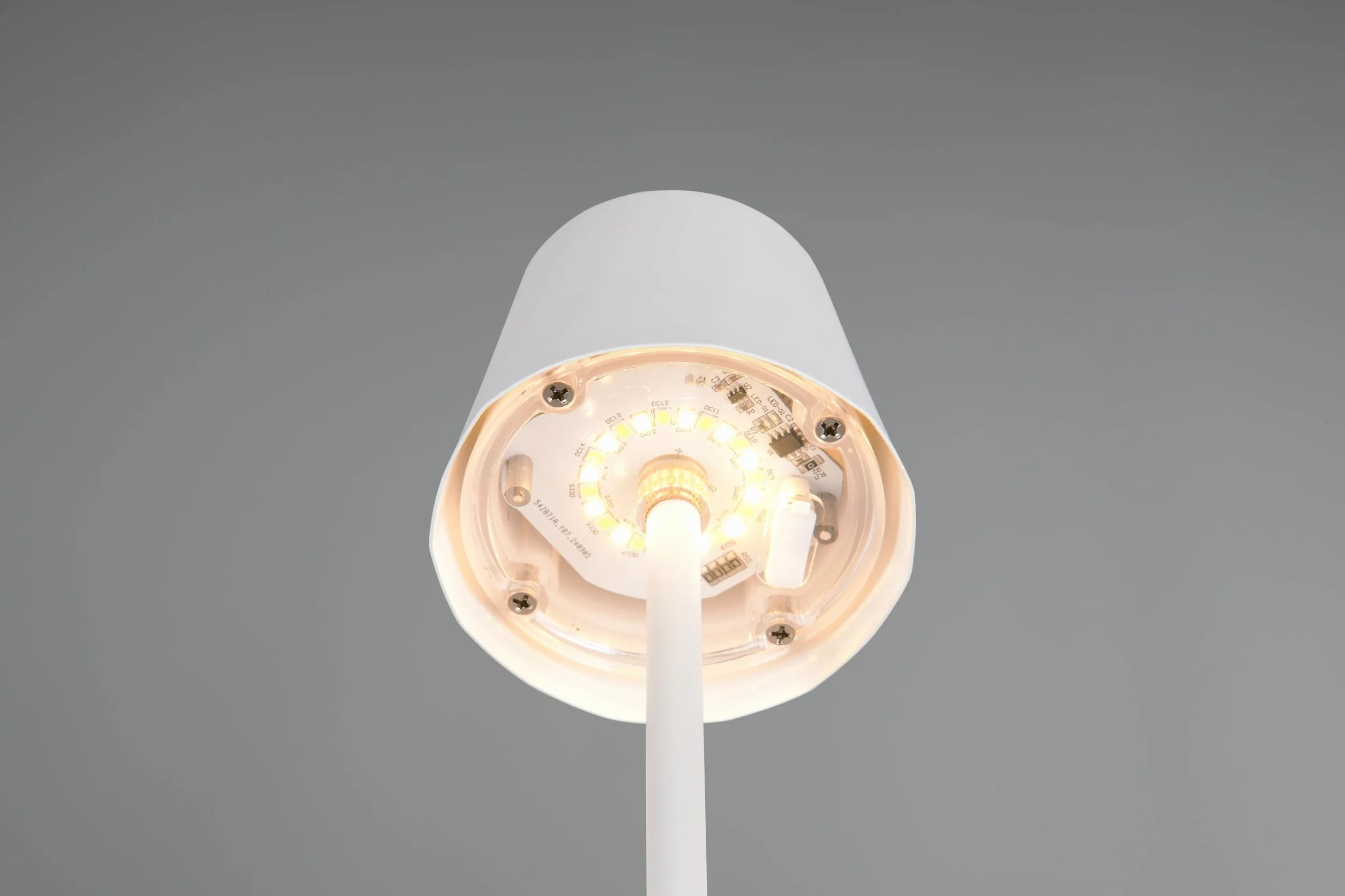 Reality Leuchten Diaz Lampe de table d'extérieur à 4 LED avec batterie métal blanc mat 1,6 W Couleur de la lumière réglable