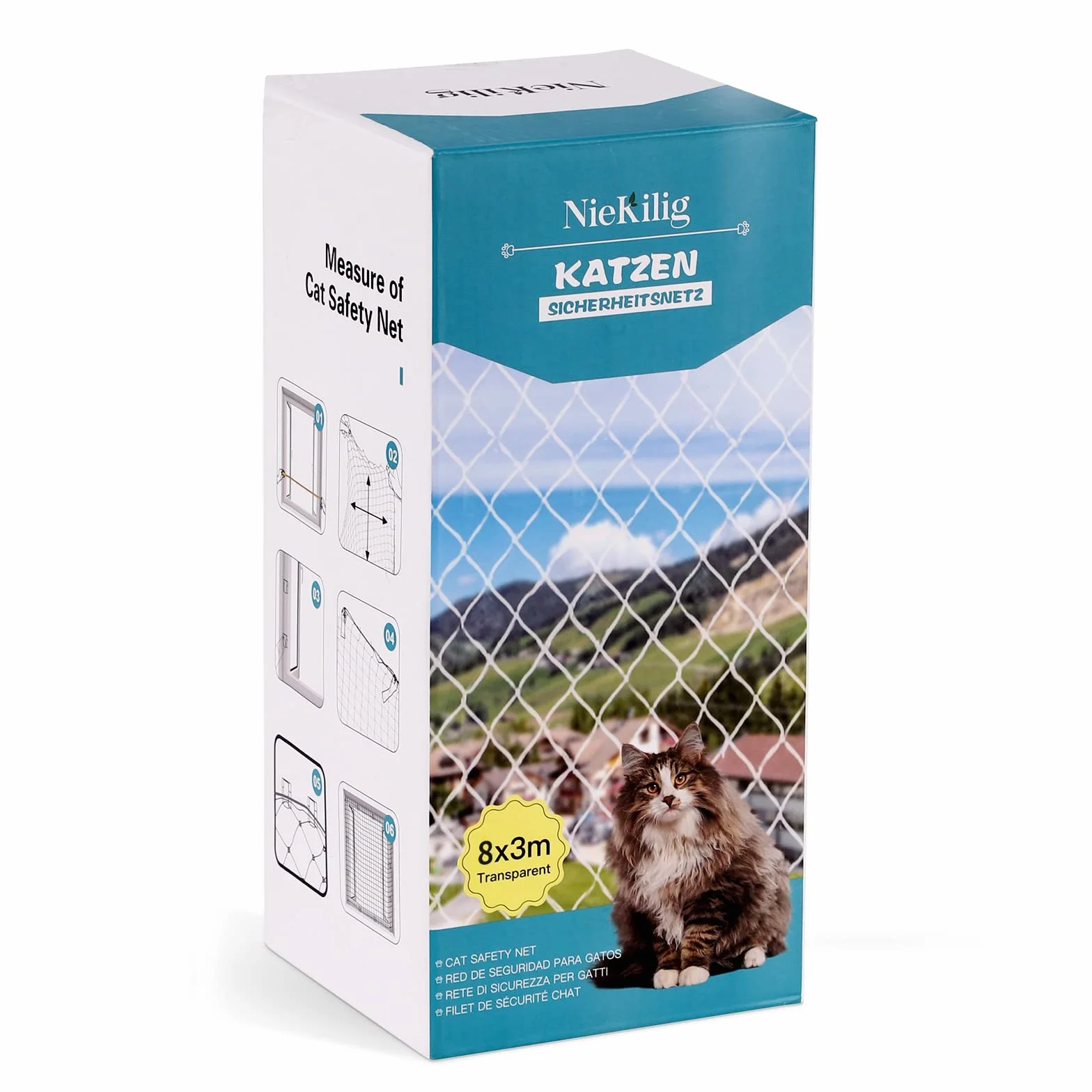 Filet de Balcon Protection sans Perçage 8x3m Transparent pour Sécuriser Balcons Terrasses