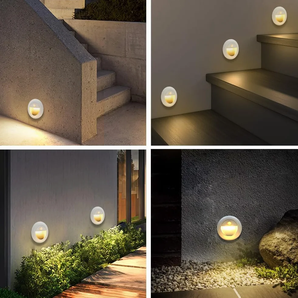 Applique Encastré Murale LED 1.5W 3000K IP65 65mm 230V Blanc Paquet de 4