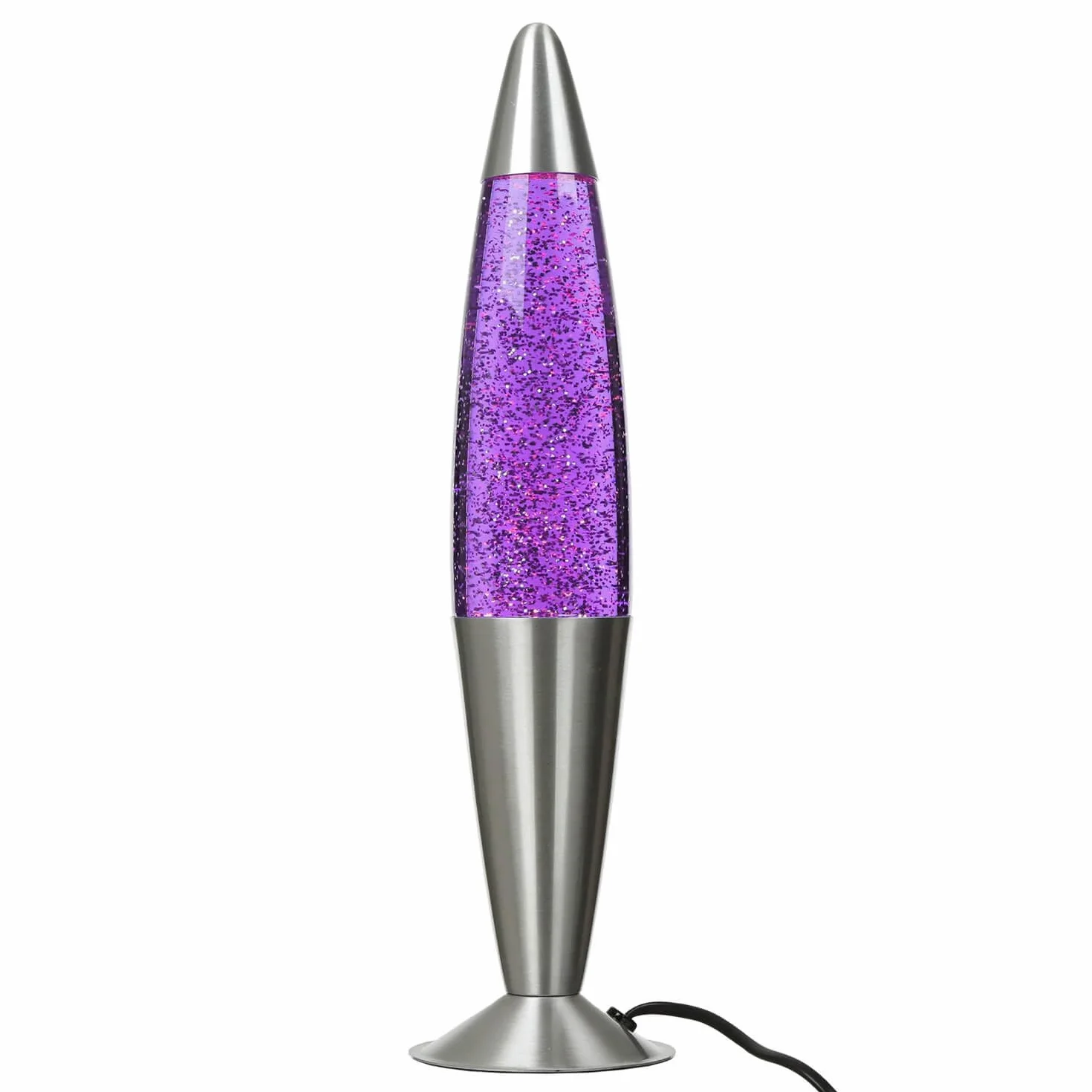 Lampe à lave JENNY argent paillettes H:42 cm G9 ampoules incluses rétro lampe de table