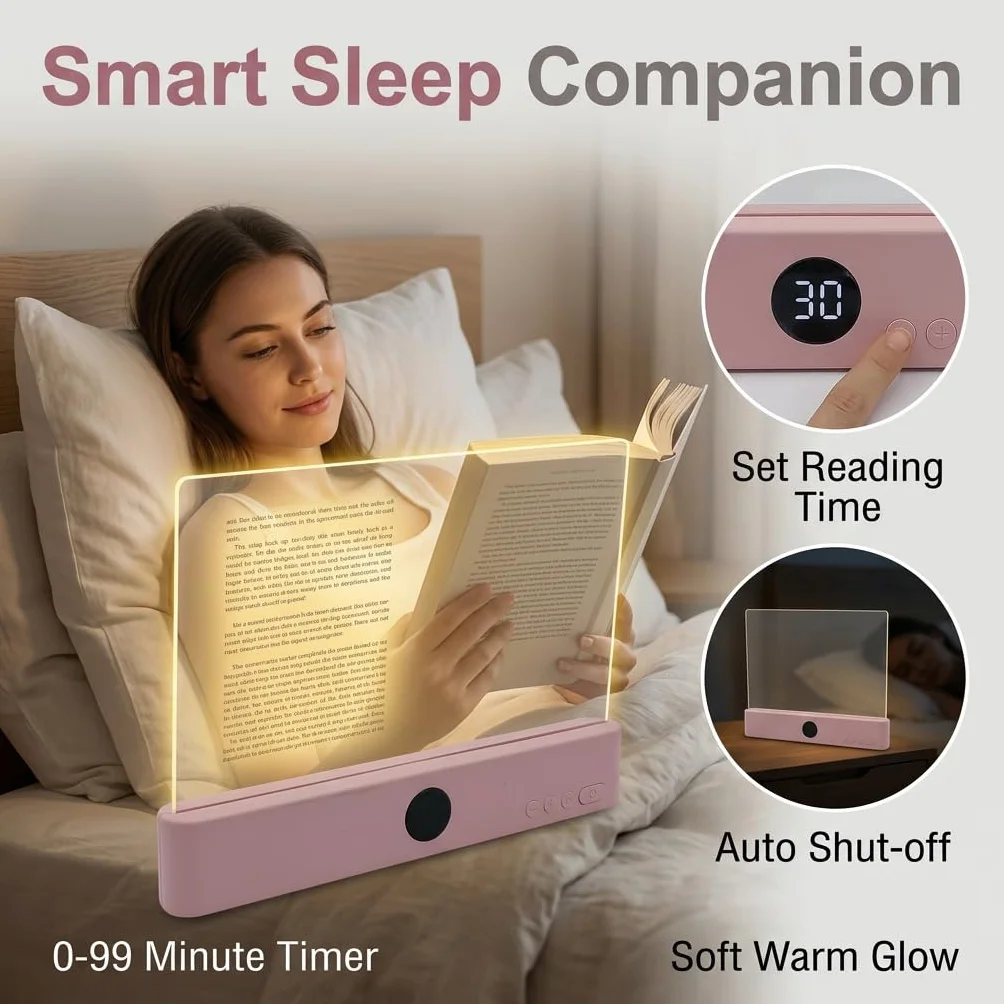 Lampe de Lecture LED Rechargeable USB-C, 3 Couleurs Réglables, Portable, Minuteur 99 min