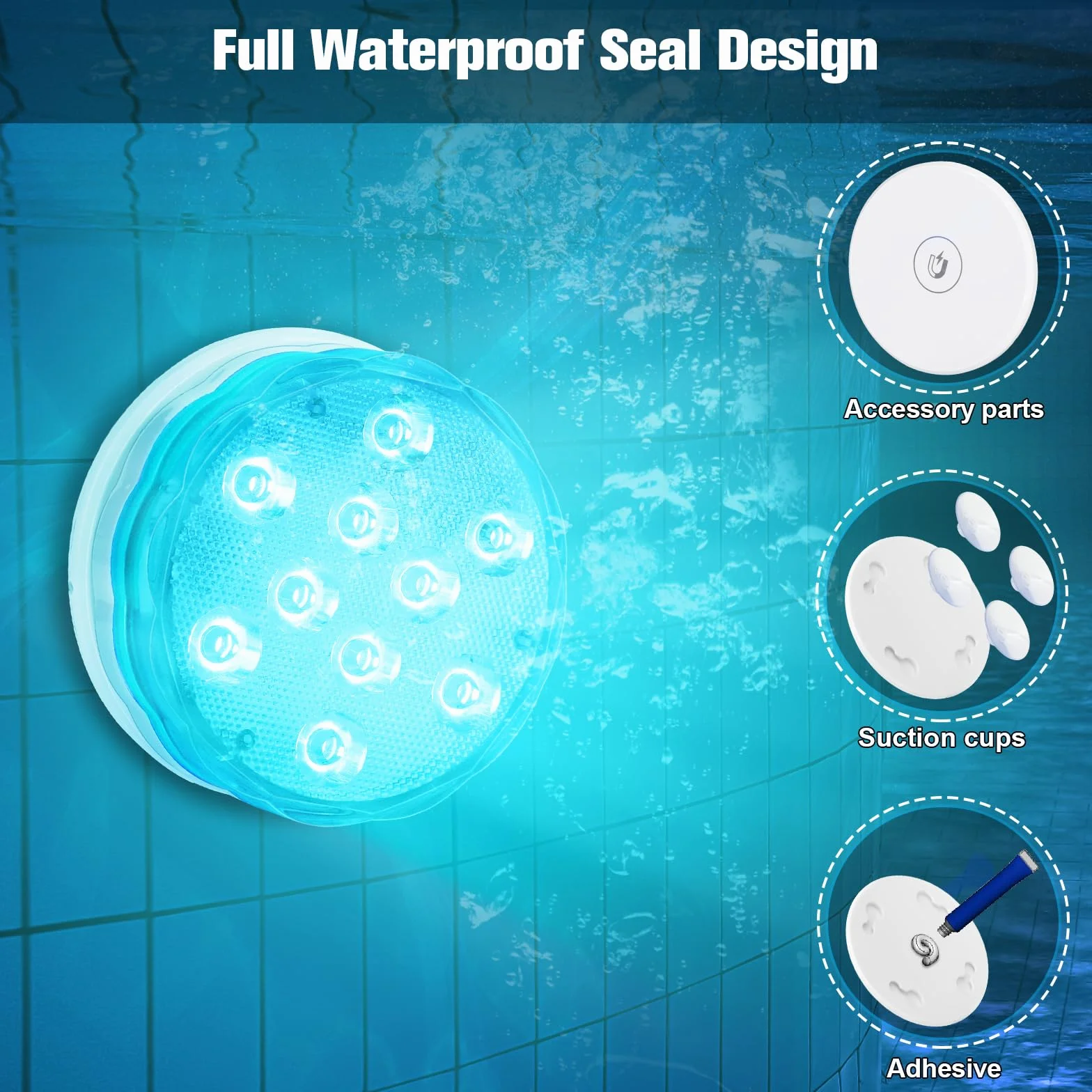 Lampes LED submersibles rechargeables avec télécommande, changement de couleur, étanches pour aquarium piscine douche jacuzzi