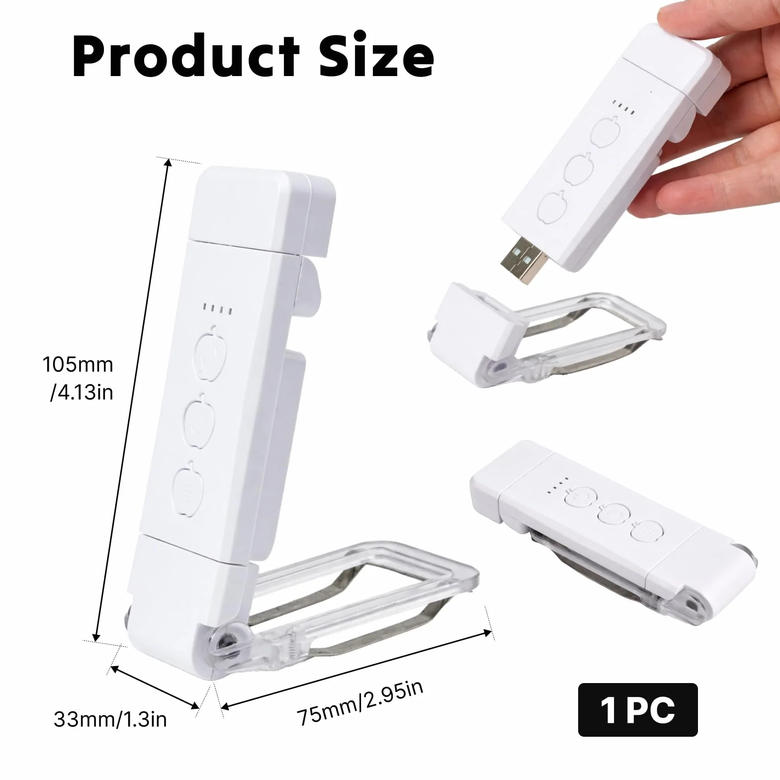 Lampe de Lecture Rechargeable à Clip, 3 Températures × 5 Niveaux, Batterie 500 mAh USB