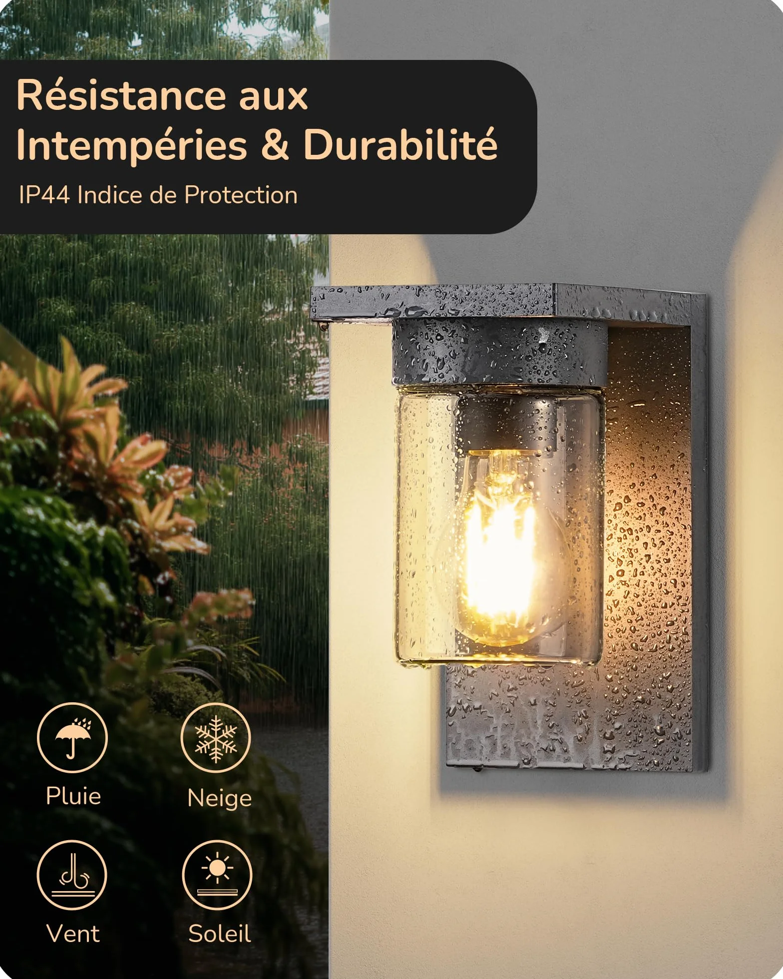 EDISHINE Applique Murale Extérieure IP44 Étanche E27 15W 19x12x15 cm Anthracite
