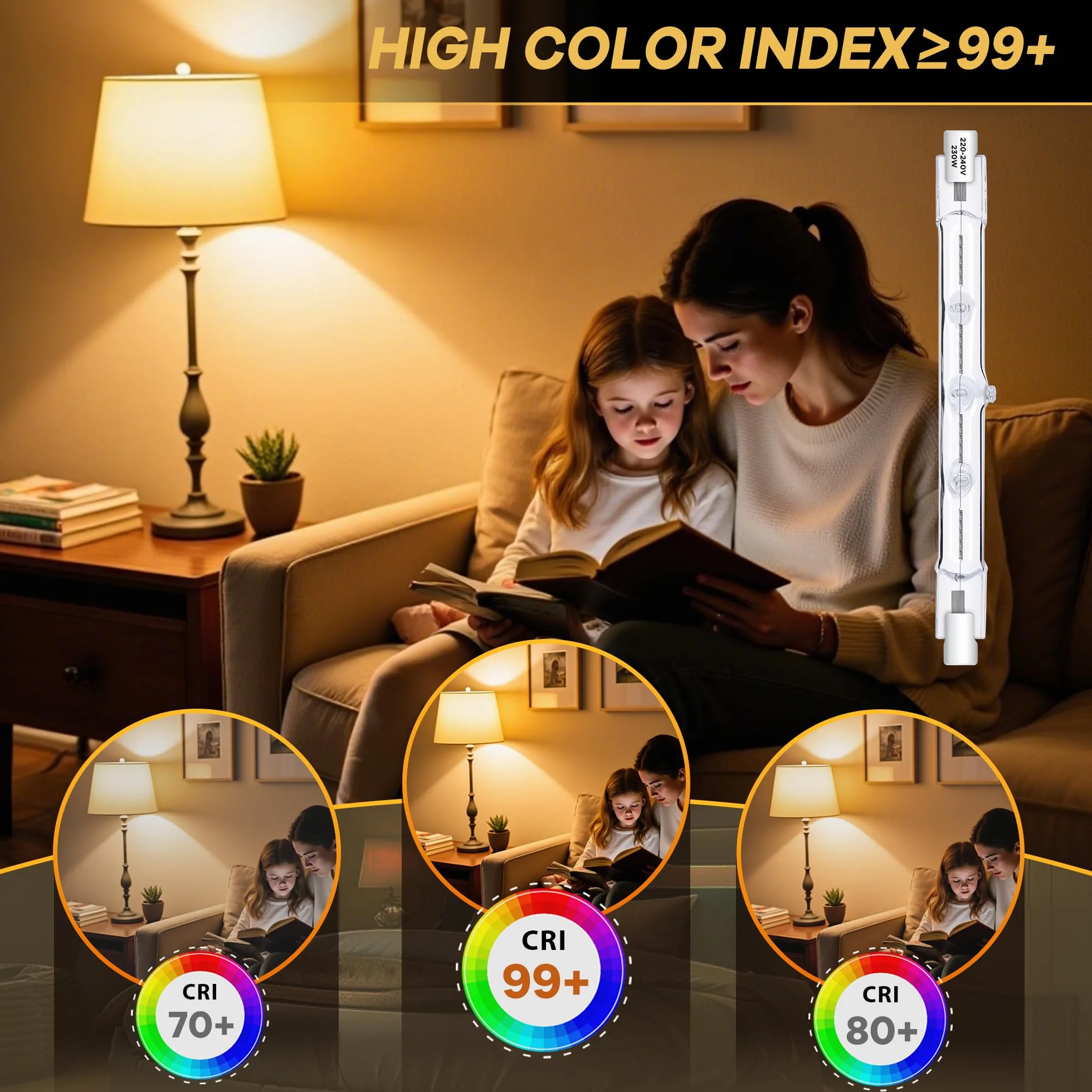 Ampoule Halogène R7S 118mm 230W 230V Dimmable 2800K Blanc Chaud Pack de 6