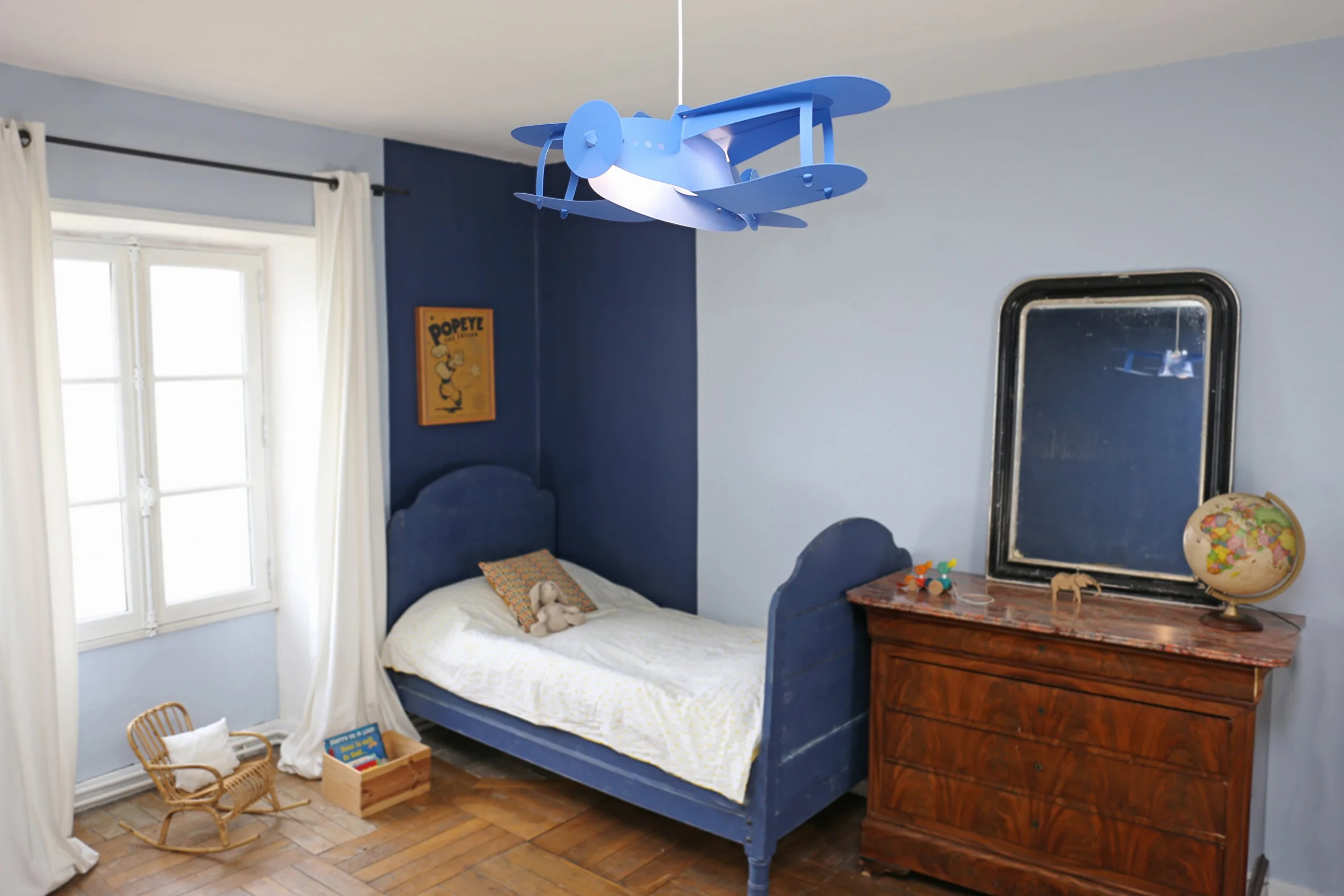 R&M Coudert Lampe de Plafond Suspension Avion Bleu Chambre Enfant