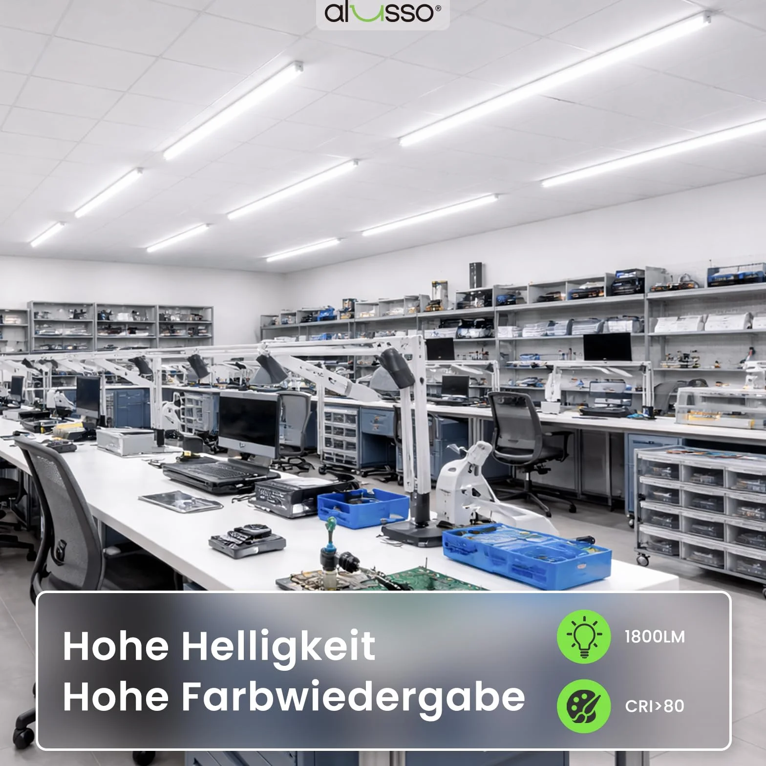 ALUSSO LED Röhre 120cm 6000K Kaltweiß T8 1800LM 18W G13 10er Pack