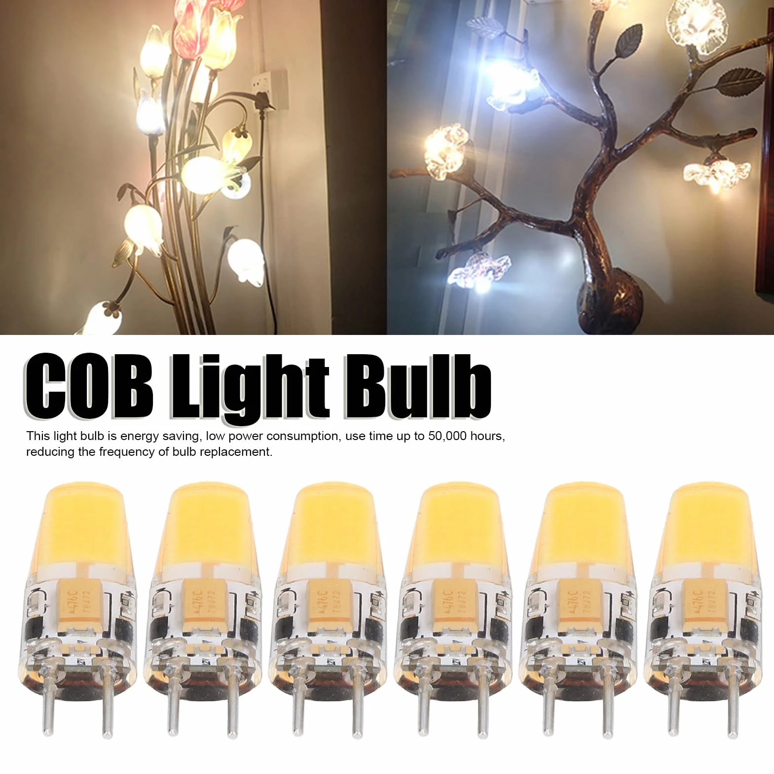 6pcs GY6.35 COB BUBB BUBE Économie d'énergie 5W AC DC12V Silicone Lampe de plafond pour lustres