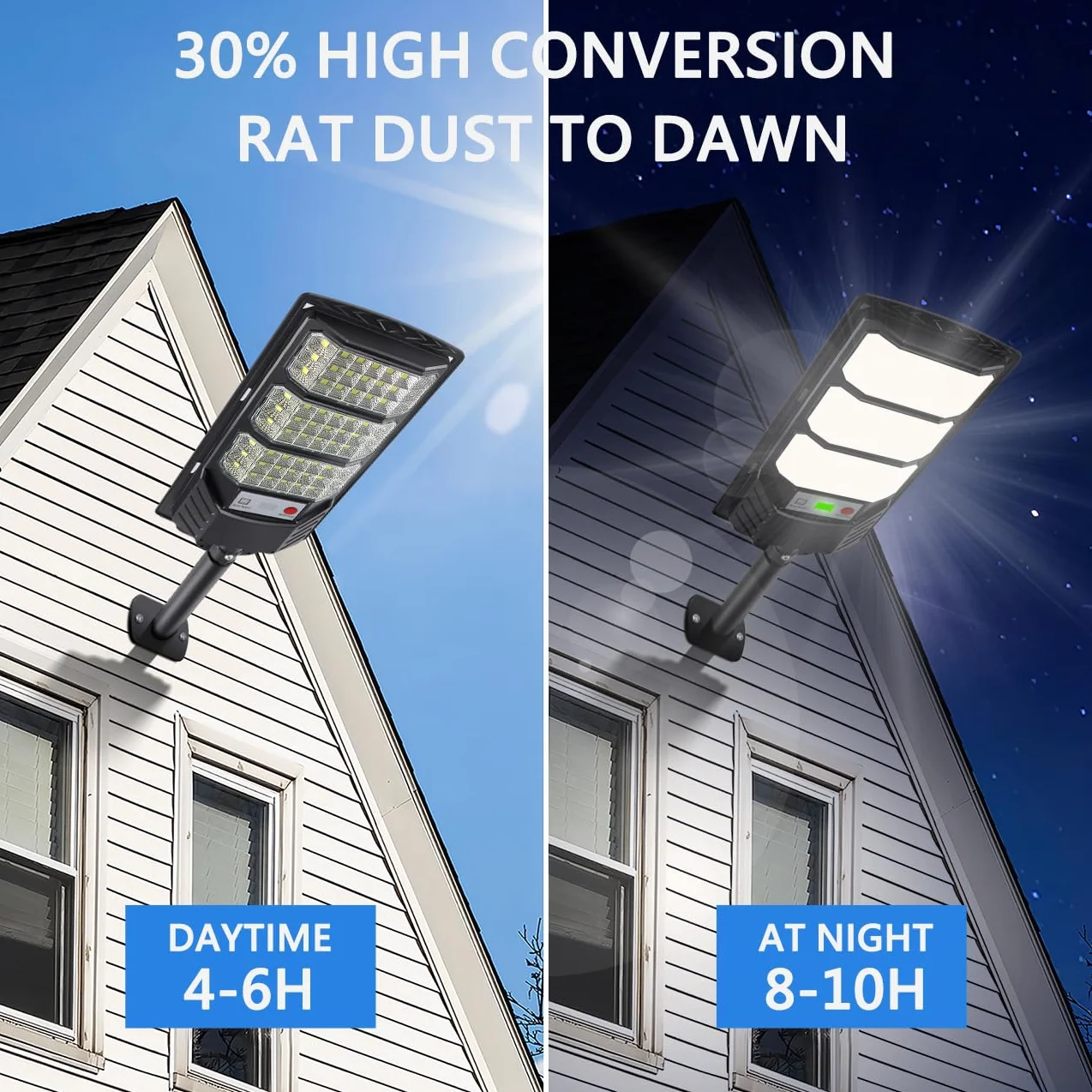 Lampadaires solaires extérieurs 8500K LED étanche mouvement détecteur télécommande sécurité