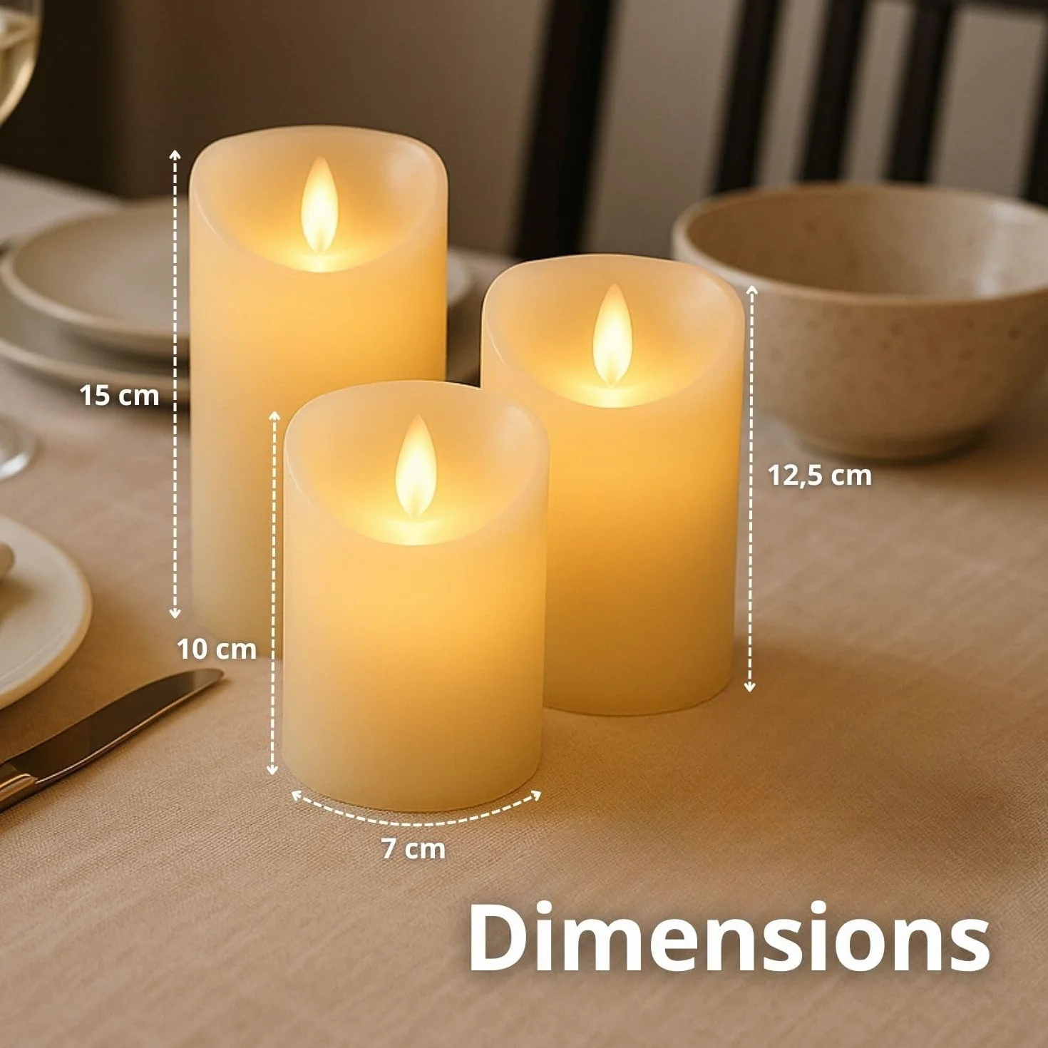 Bougies LED Rechargeables USB FLINQ - Fausse Bougie Flamme Vacillante avec Télécommande - 3 Unités