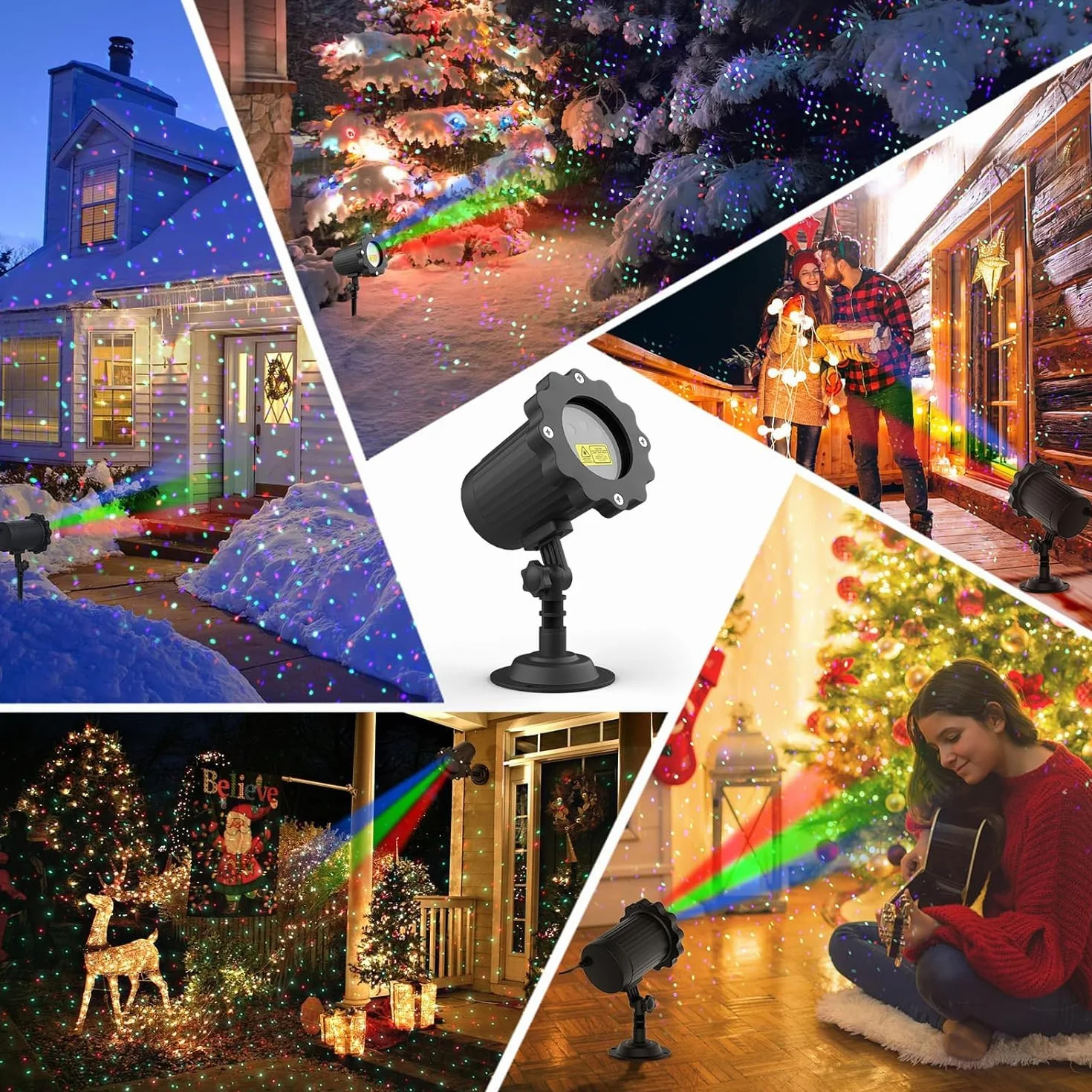 Projecteur Laser Exterieur Noel 3 Couleurs avec Télécommande IP65 16,5 Pieds Decoration Lumière Laser
