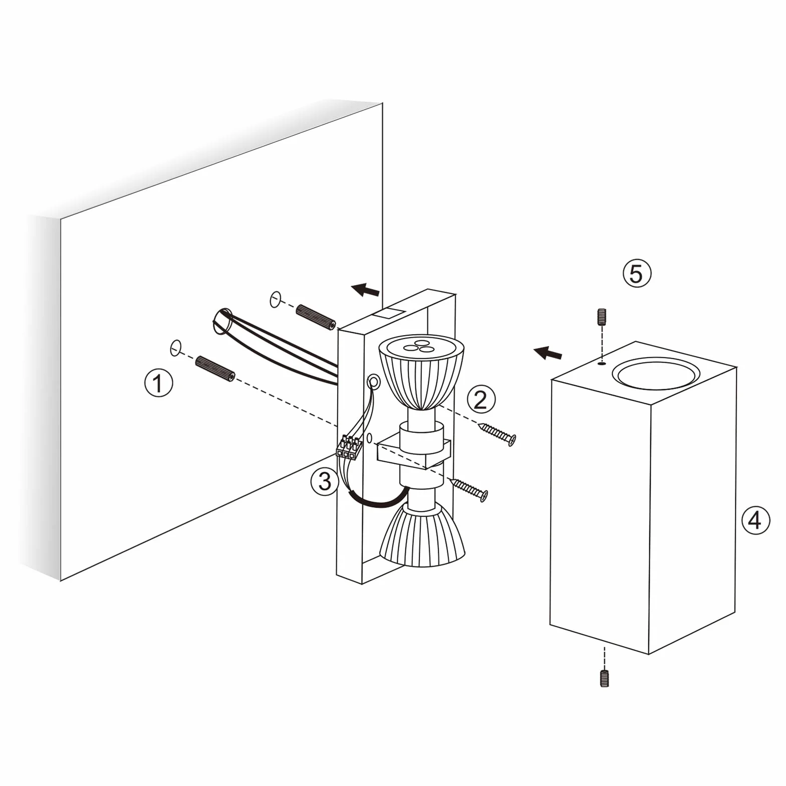 Klighten Lot de 2 Applique Murale Noir IP65 Etanche Up Down Lampe Murale Aluminium GU10