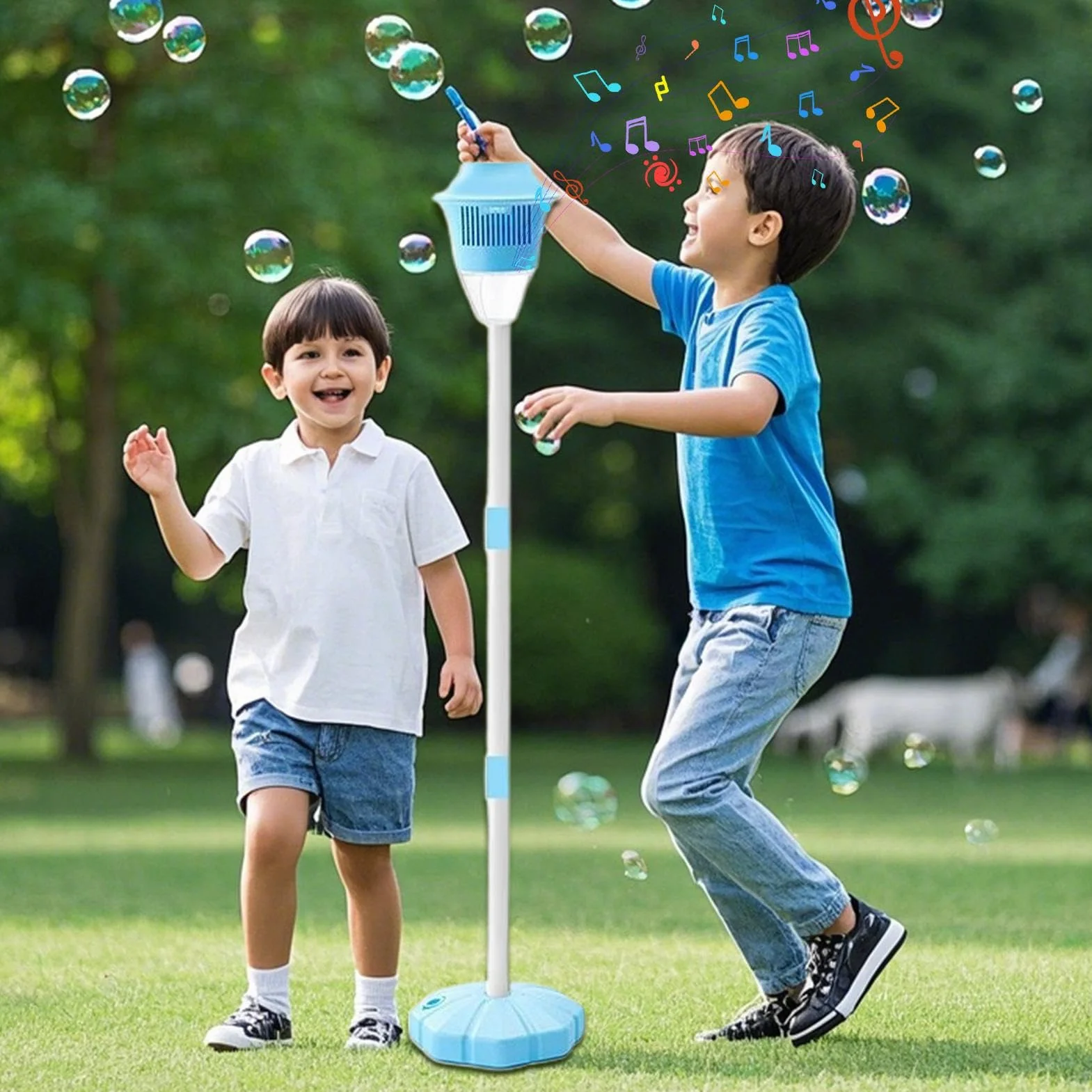 Lantern de machine à bulles, lampe de jardin torche à bulles avec lumière et musique rechargeable sans fil
