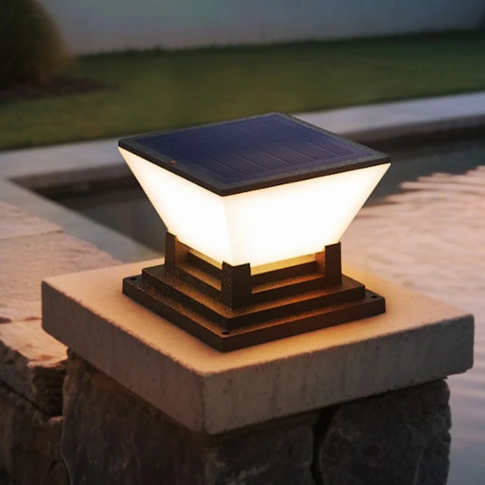 Lampe solaire LED pour clôture jardin IP65 3 modes couleur poteaux 17,8x17,8 cm noir