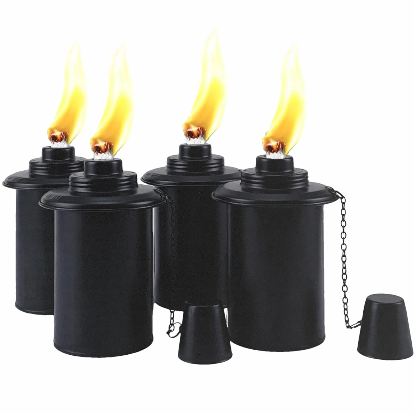 Boîte de torche décorative lot de 4 cartouches rechargeables couvercle métal torche table citronnelle décoration intérieur extérieur