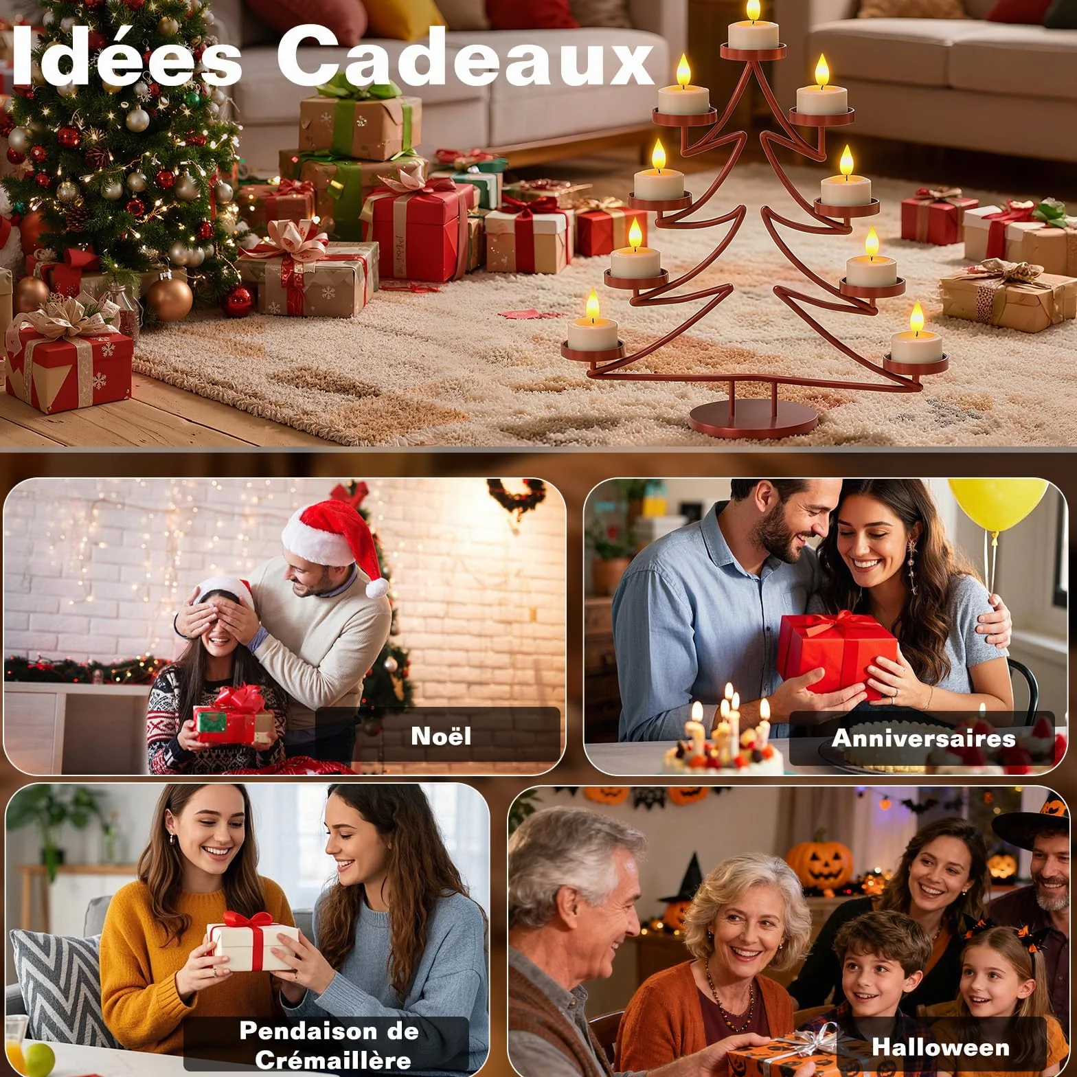 Bougie LED Rechargeable avec Télécommande et Minuterie, 100 Heures Fausse Bougie Flamme Vacillante, Décoration Noël Halloween
