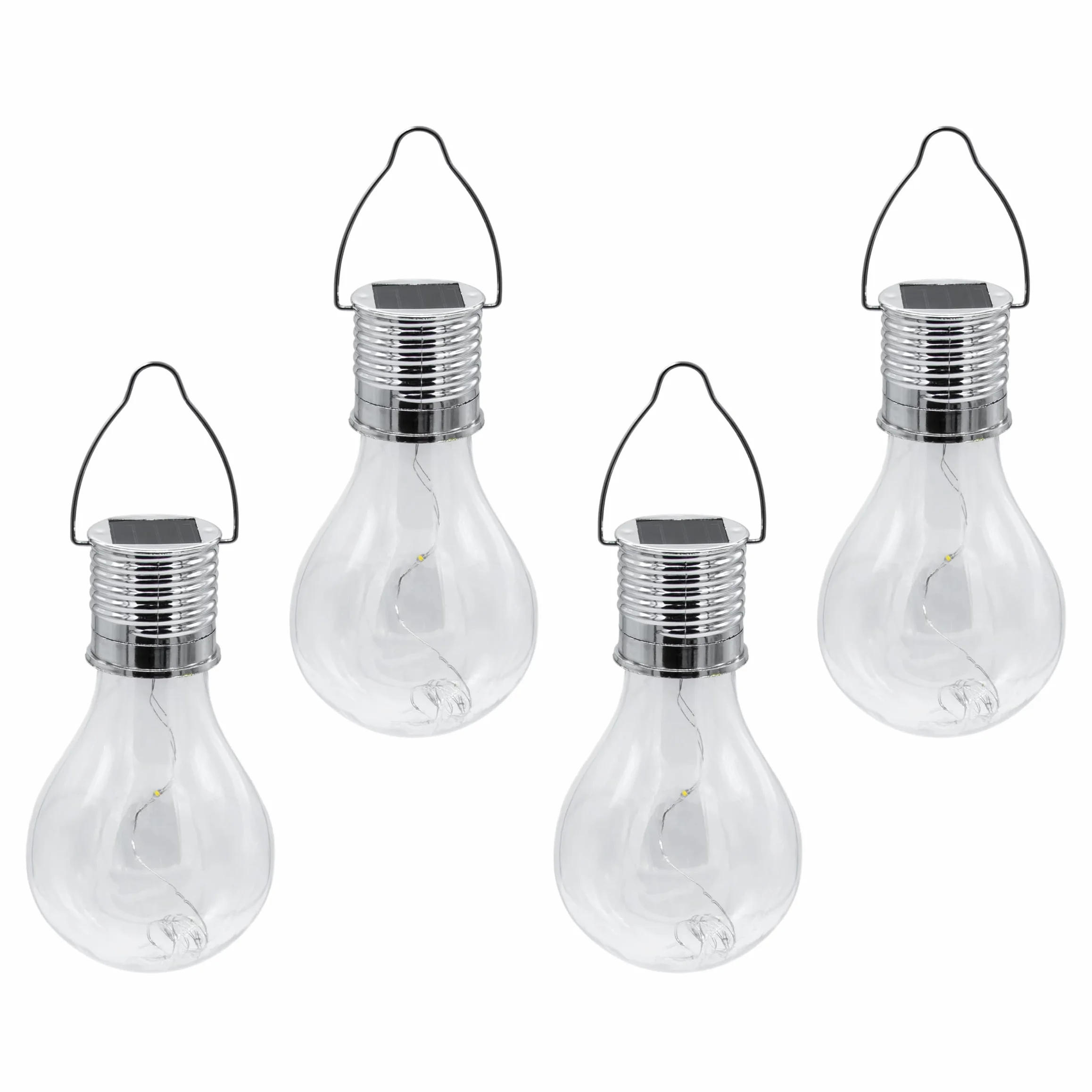 Ampoules solaires LED Spetebo Lot de 4 - 15 cm Transparent - Lampe de jardin suspendue extérieur résistante aux intempéries