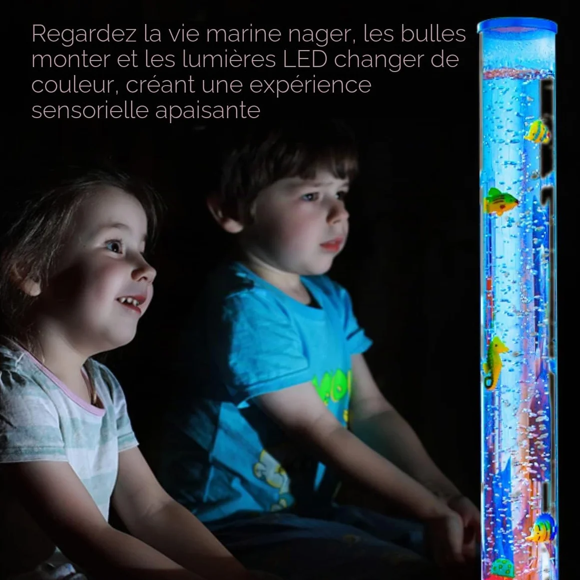Global Gizmos 45169 Large Sea Creature Jellyfish Seahorse Bubble Lamp Metallic Blue 90cm