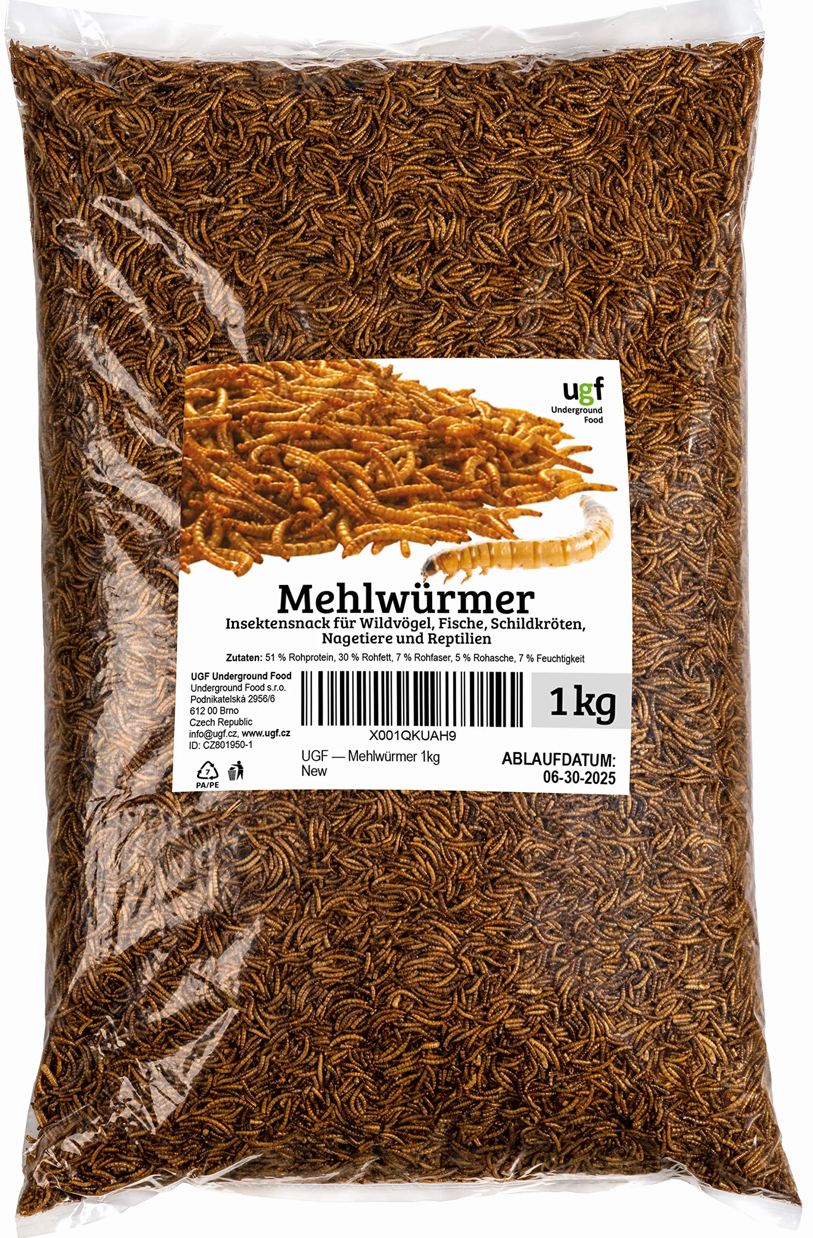 UGF Vers de Farine Premium 6,5 L Nourriture Universelle pour Oiseaux Rongeurs 1 kg