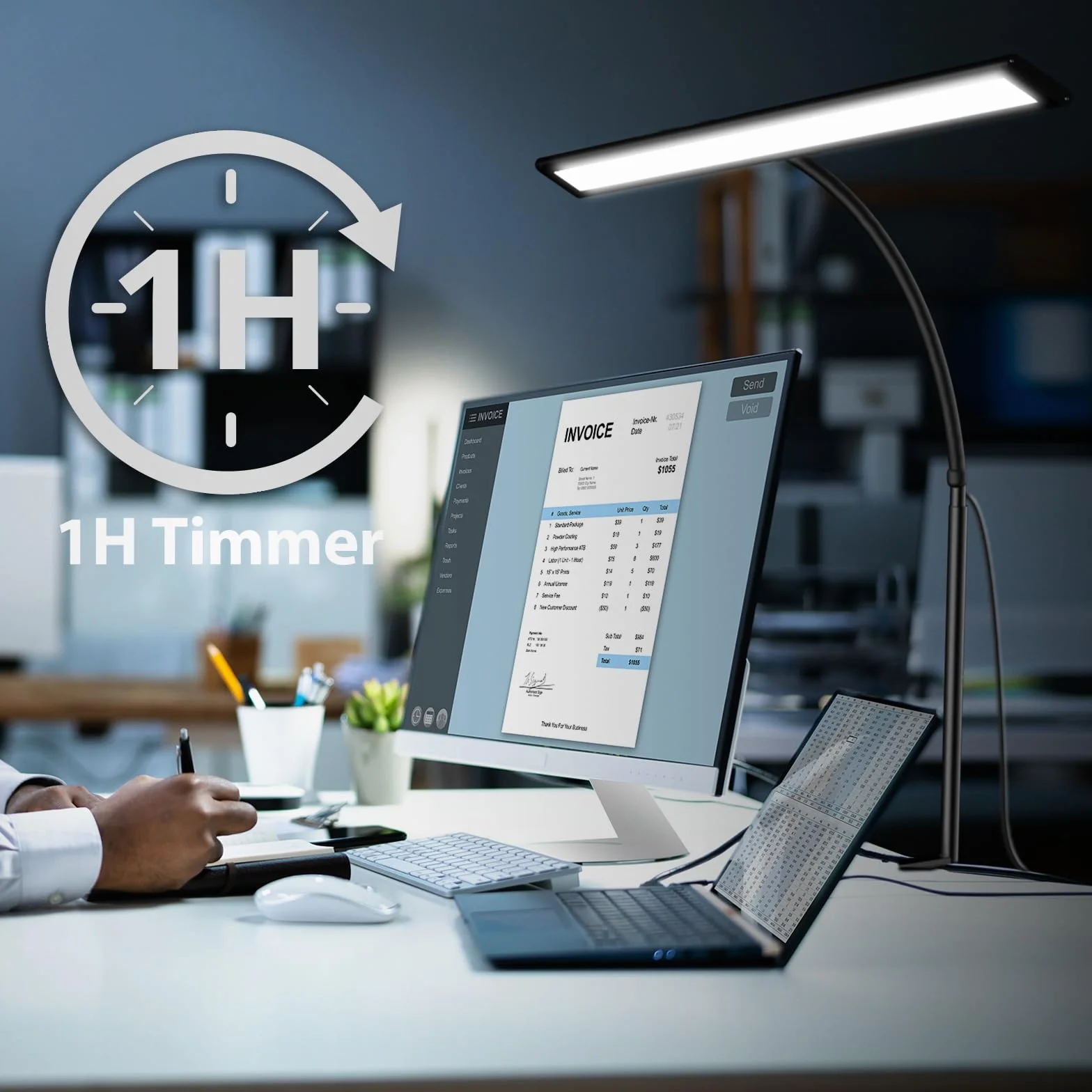 iFalarila 160 LED Lampe de Bureau avec Télécommande, Lampe de Table Flexible 360° USB, 70cm