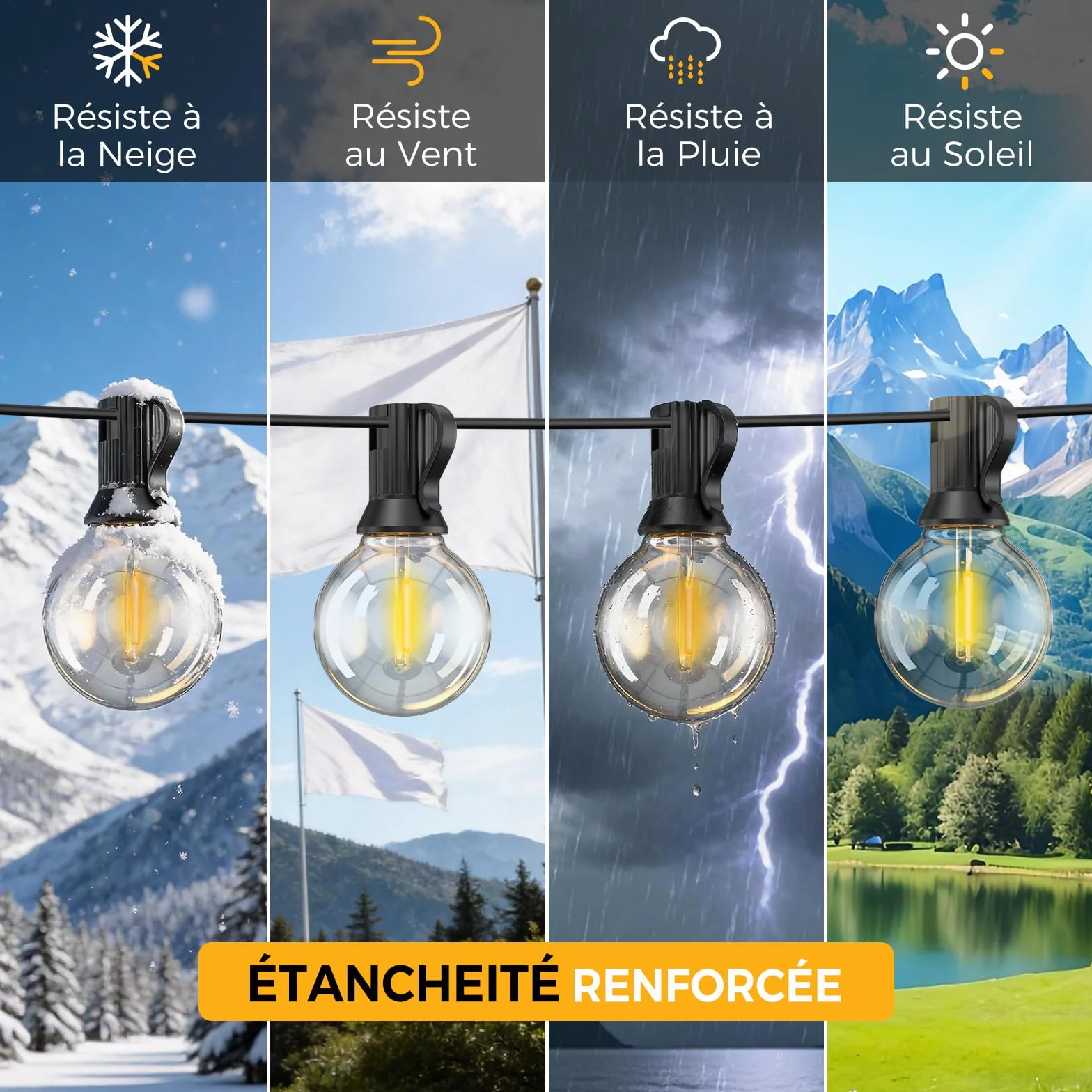 Guirlande Lumineuse Exterieure G40 LED 33,3M avec App & Télécommande Dimmable IP44