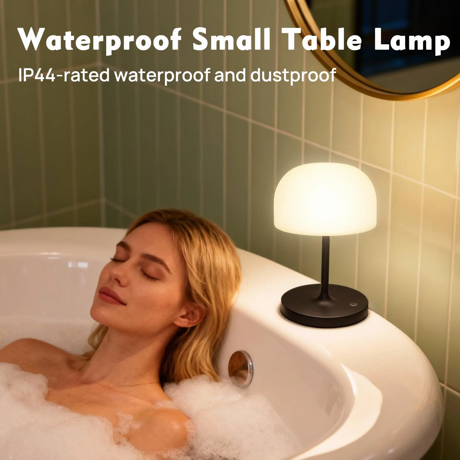 Lampe de Chevet Sans Fil LED Rechargeable, Lampe Champignon Tactile Noir, Veilleuse Intérieur Extérieur