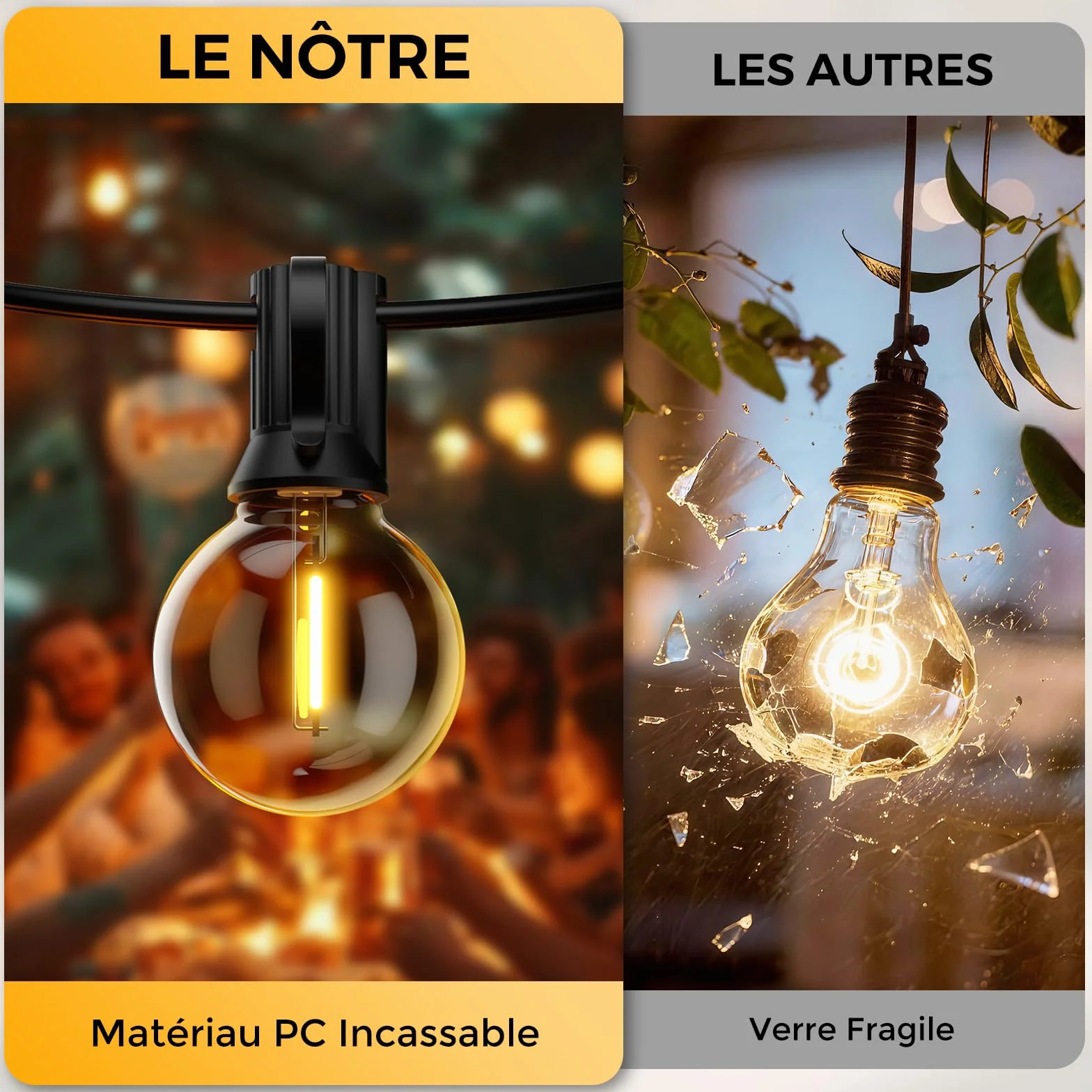 Guirlande Lumineuse Exterieure G40 LED 33,3M avec App & Télécommande Dimmable IP44