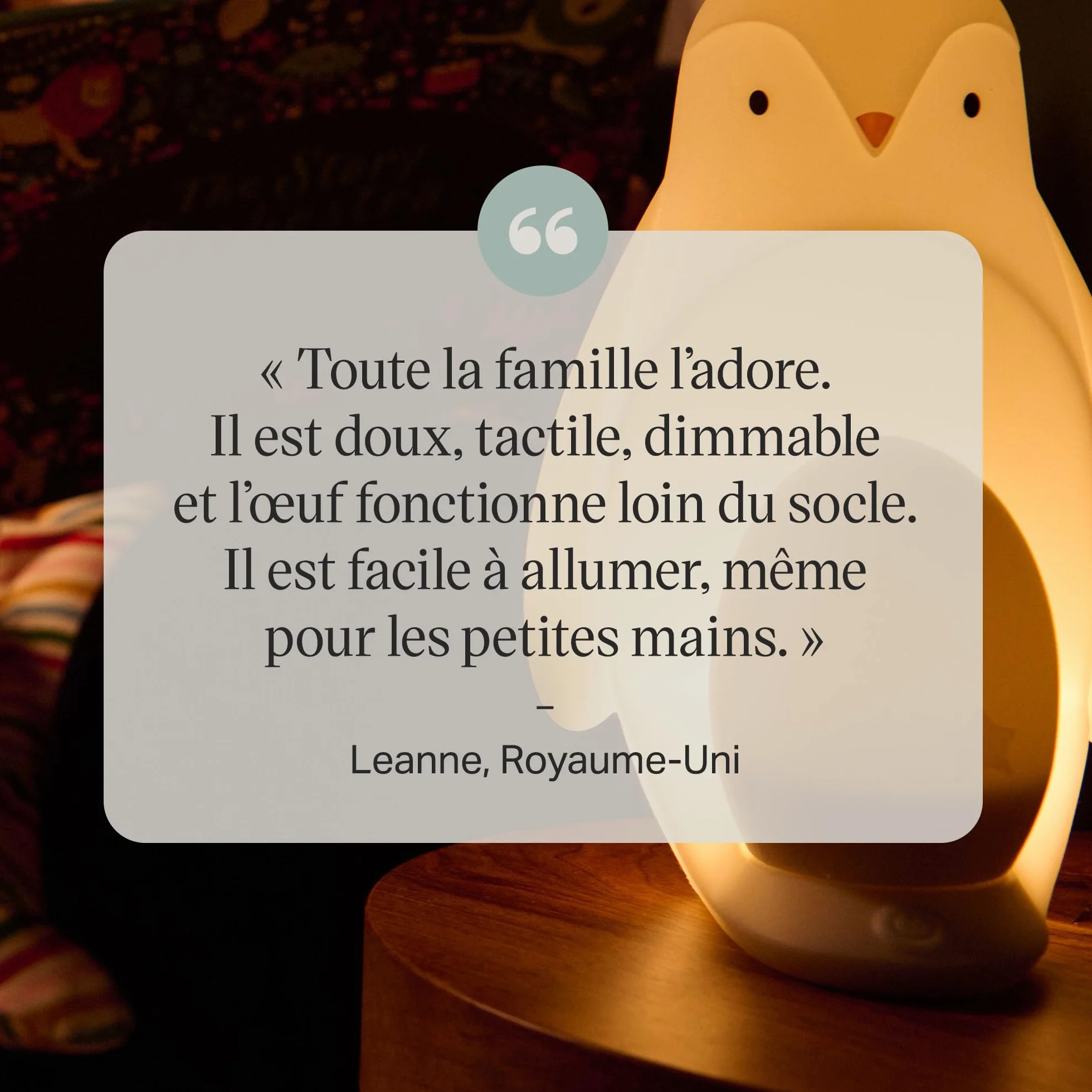 Tommee Tippee Veilleuse Pingouin nomade œuf portatif silicone doux aide sommeil