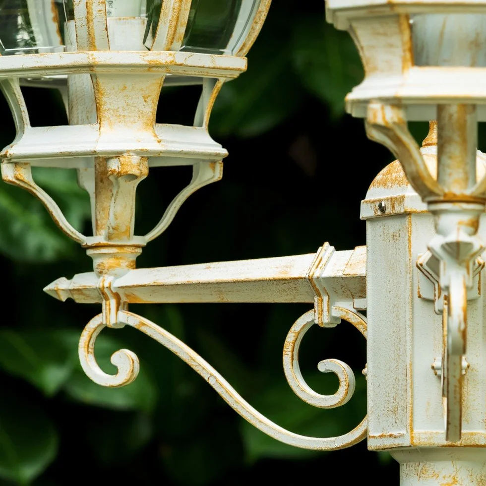 Lampe d'extérieur Lentua candélabre antique métal blanc/or 3 branches 215 cm E27 IP44