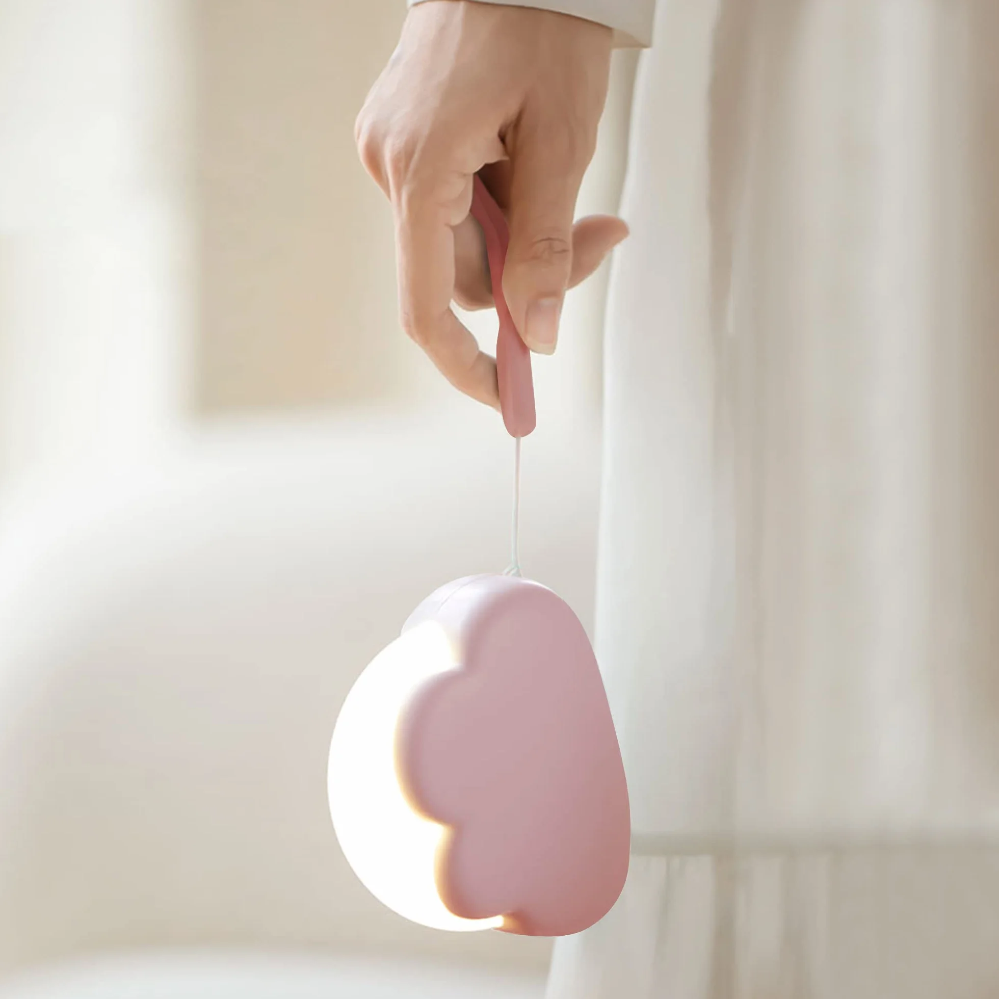 Annmore Lampe de Nuit Nuage Rechargeable ABS pour Bébé, Rose