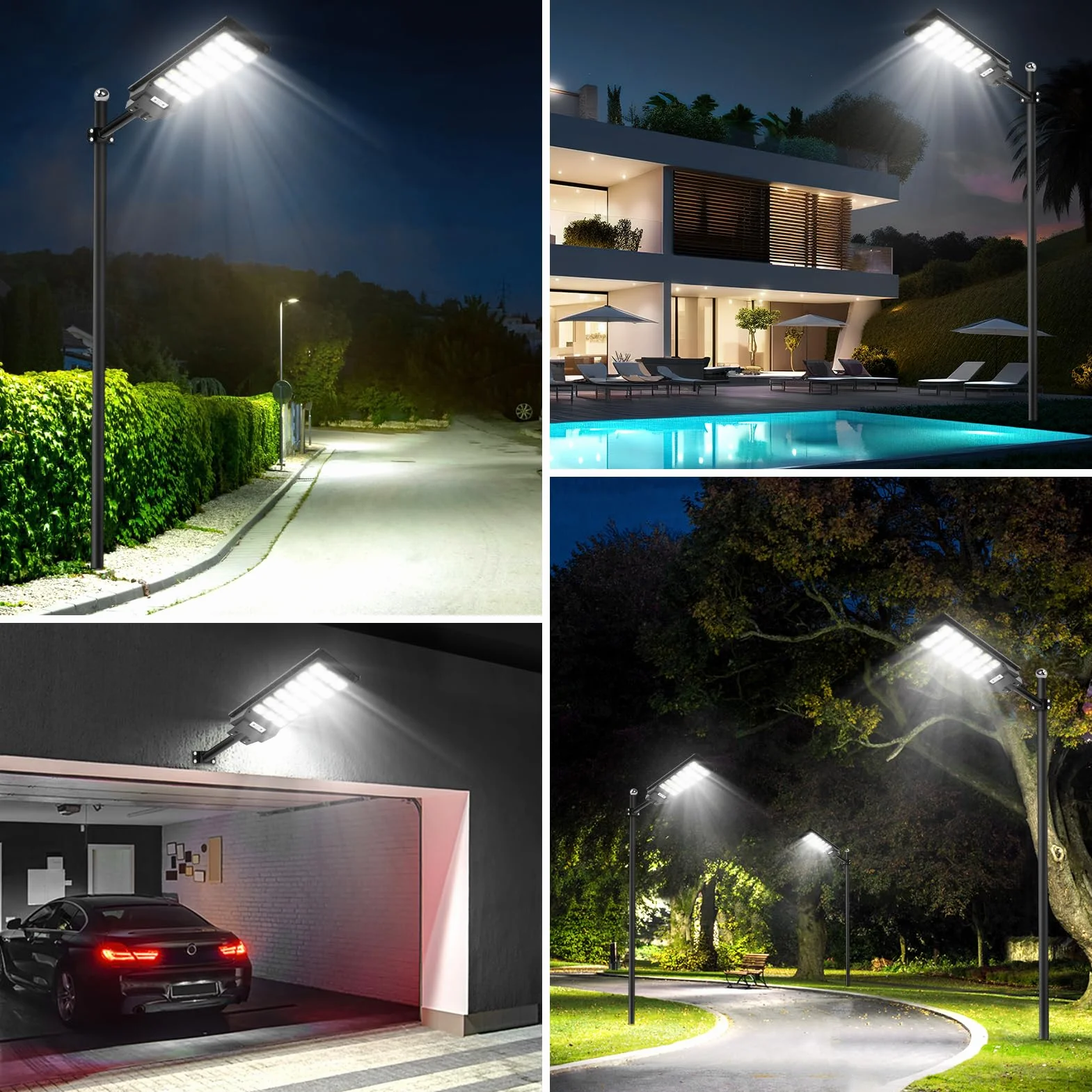 Lampadaire Solaire LED 600W Extérieur IP65 Étanche 6500K Détecteur de Mouvement