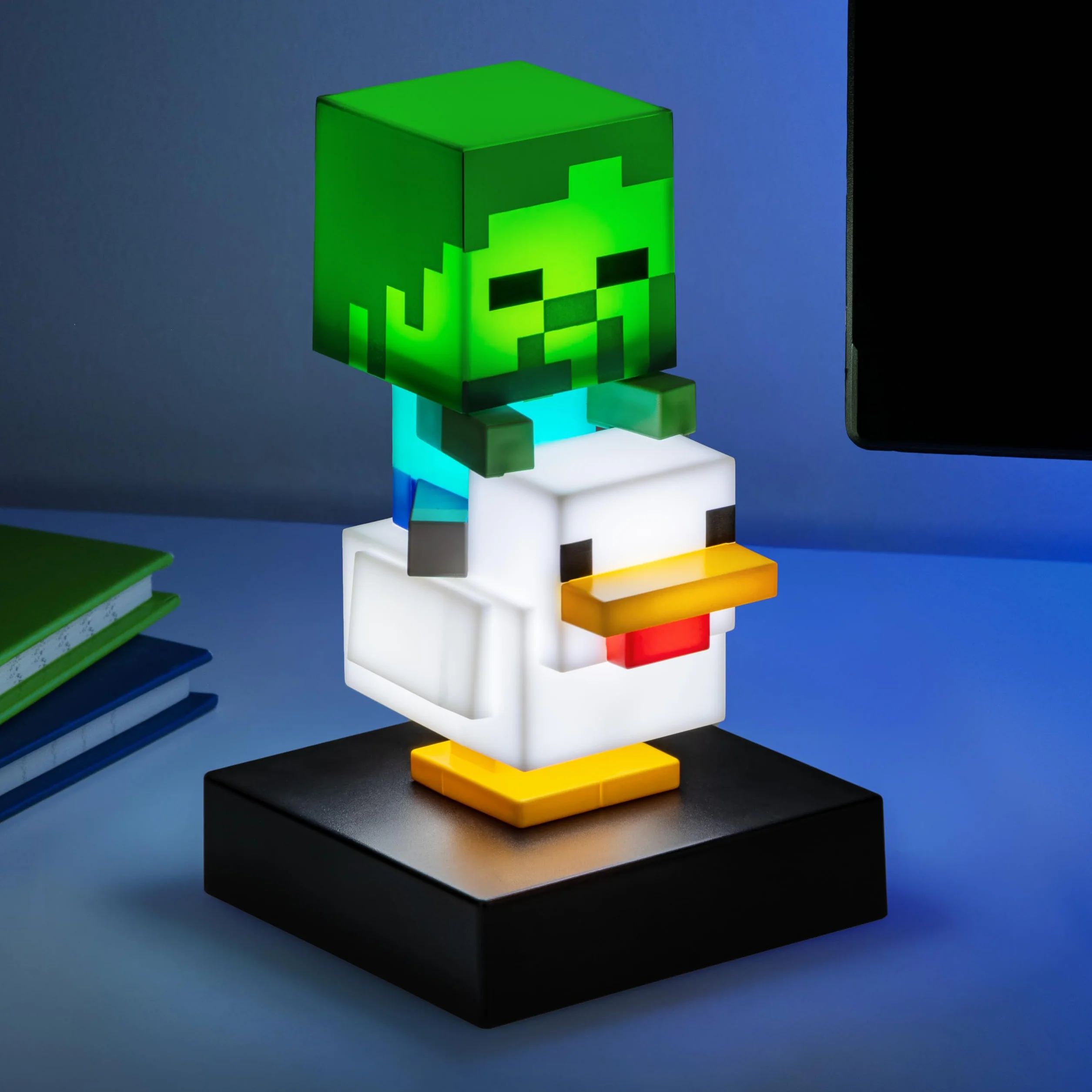Paladone Minecraft Chicken Jockey Icon Light 12cm Light-Up Mini Figure Lamp for Gamers