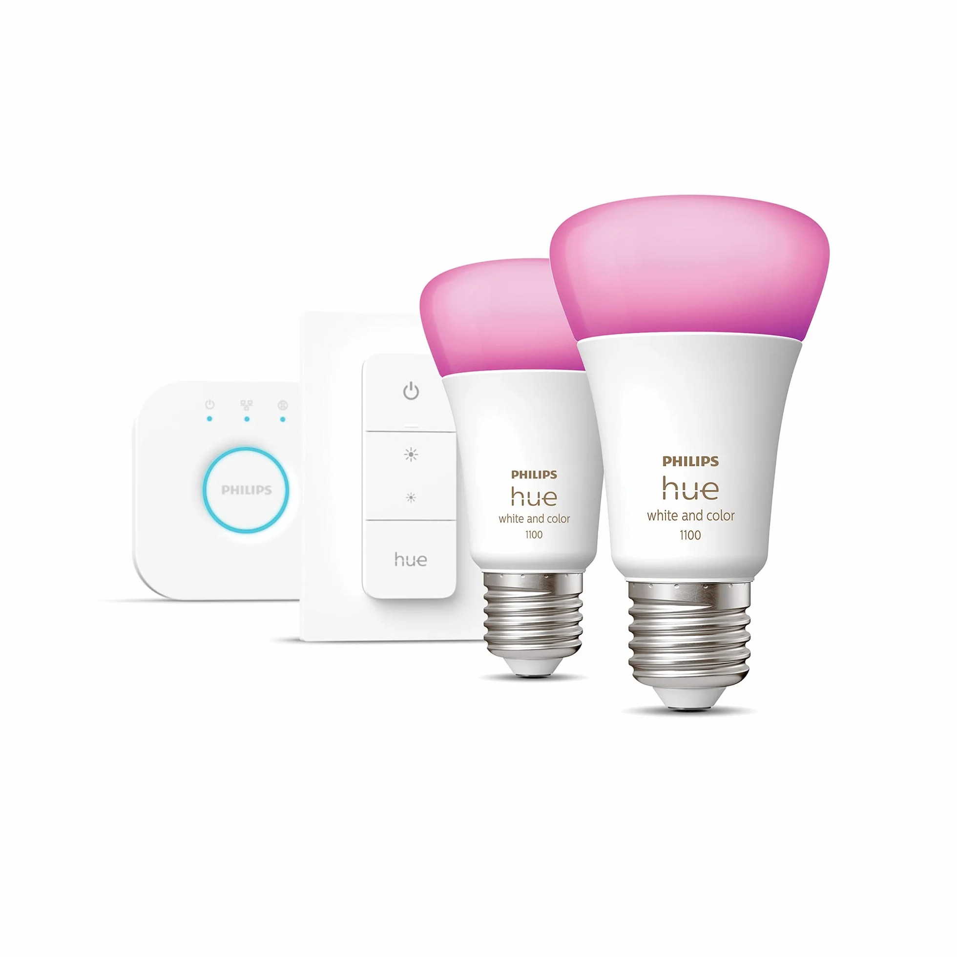 Philips Hue Startkit 2xE27 Bridge Dimmer Blanc Color Ambiance