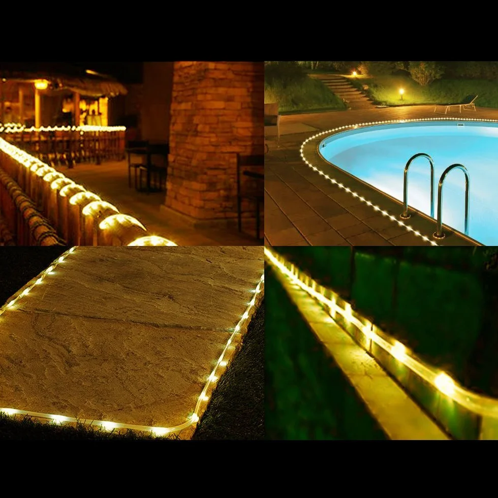 BXROIU Solaire Tubes Lumineux 10 Mètres 100LEDs Guirlande Solaire Blanc chaud