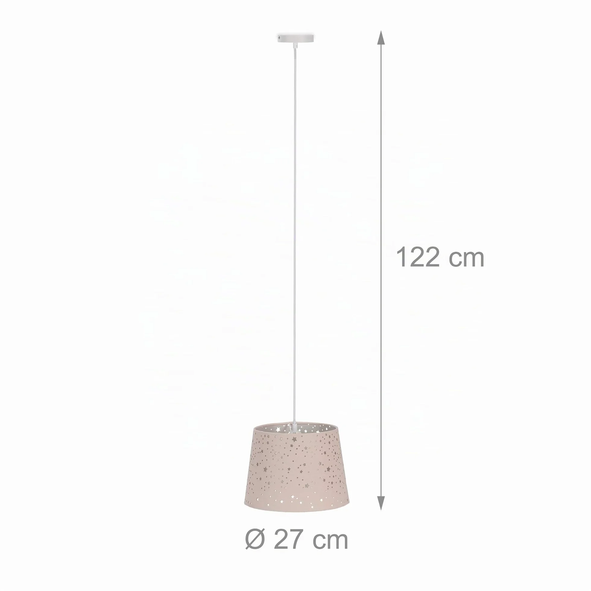 Relaxdays Lampe chambre motif ciel étoilé enfants abat-jour rond rose 122 x 27 x 27 cm