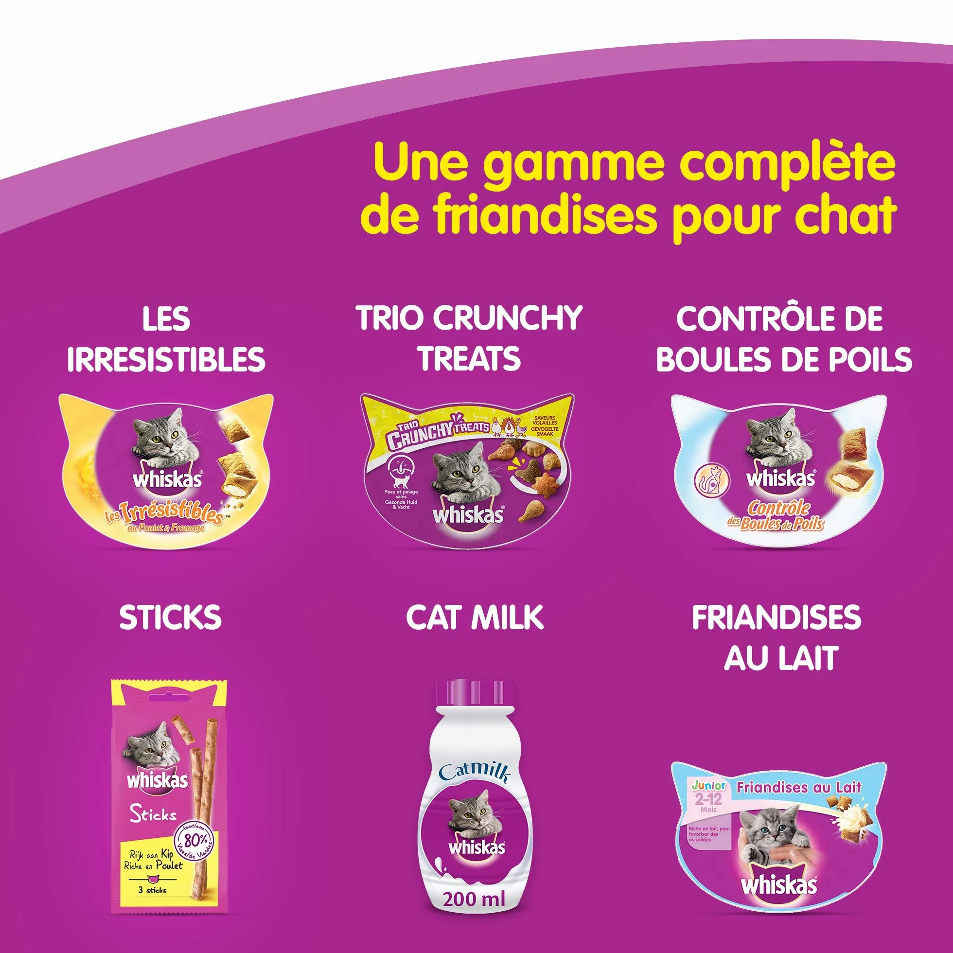 WHISKAS Lait pour Chat et Chaton à Faible Teneur en Lactose - 15 Bouteilles - Facile à Digérer - Calcium & Vitamines