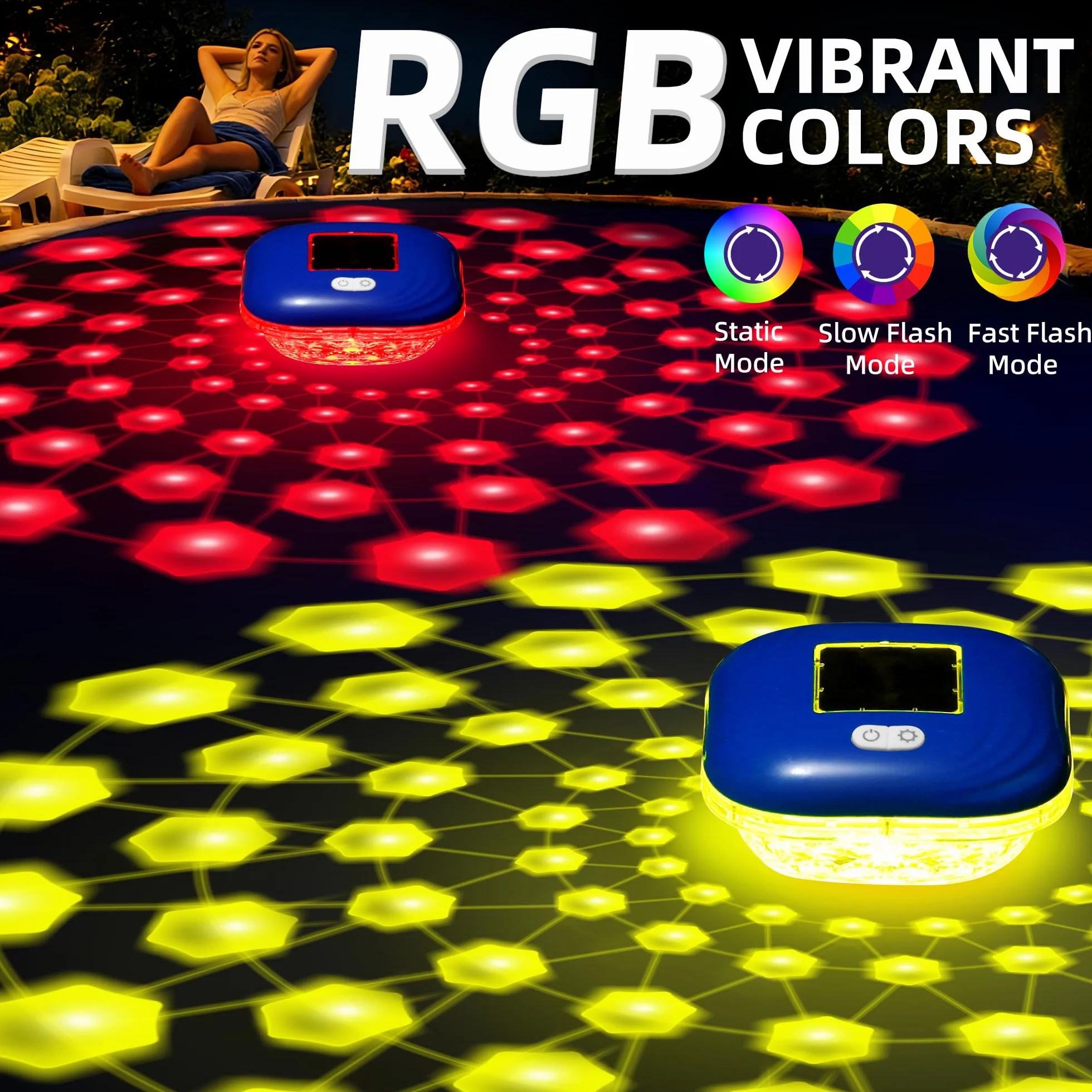 Luxfero Lampe Piscine Flottante Solaire IP68 LED 9 Couleurs, Éclairage Piscine Extérieure