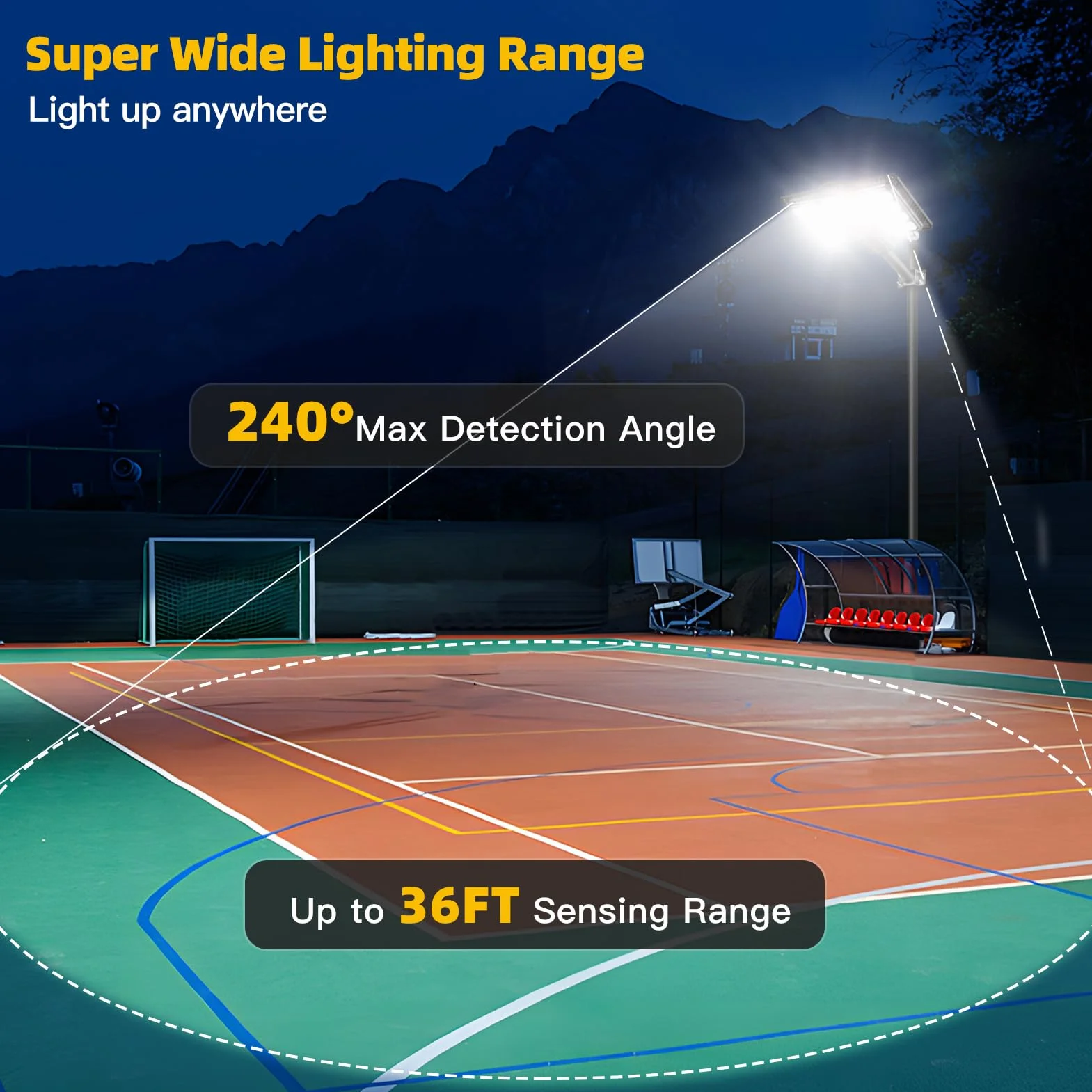 HYPOW 500W Réverbère Lampadaire Solaire Extérieur IP65 6500k