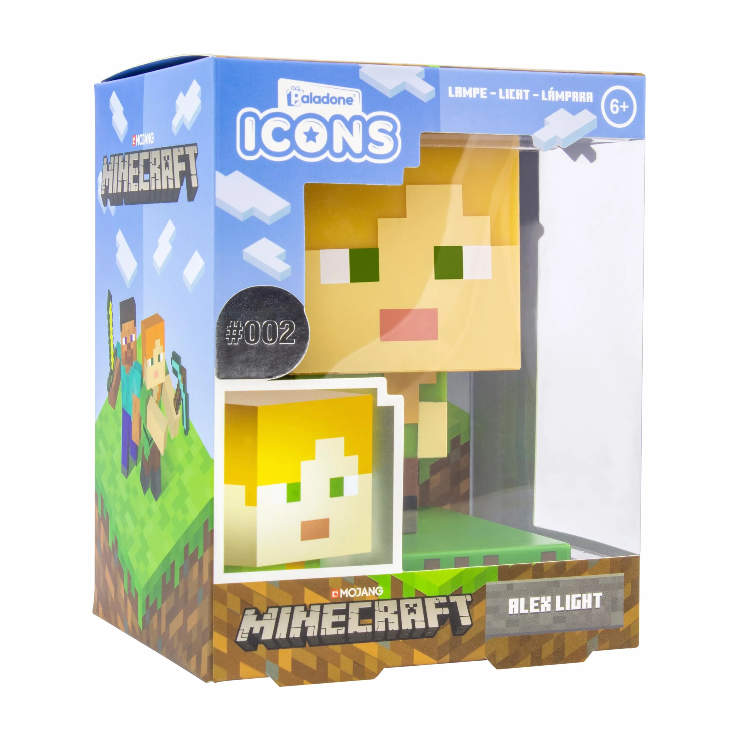 Paladone Lumière Icone Minecraft Alex BDP Mini Veilleuse Pixelisée Lumineuse Multicolore