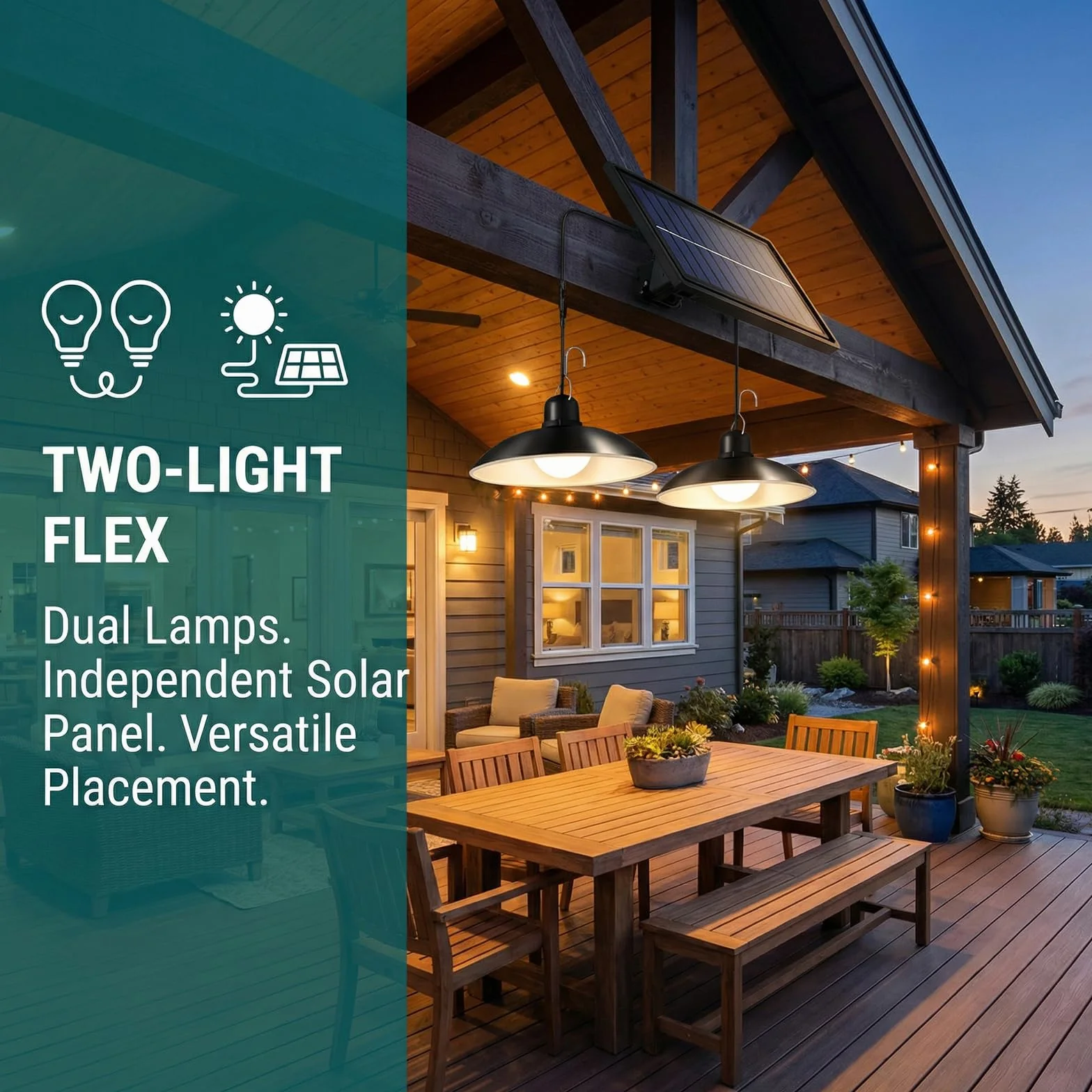 Lampe Solaire LED Intérieur Extérieur avec Télécommande, 3 Luminosités, Chaud, pour Jardin Pergola Garage