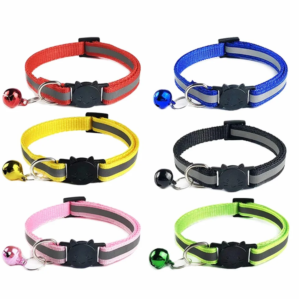 Collier Chats Anti Étranglement Réglable Réfléchissant avec Clochette et Boucle de Sécurité 6 pièces