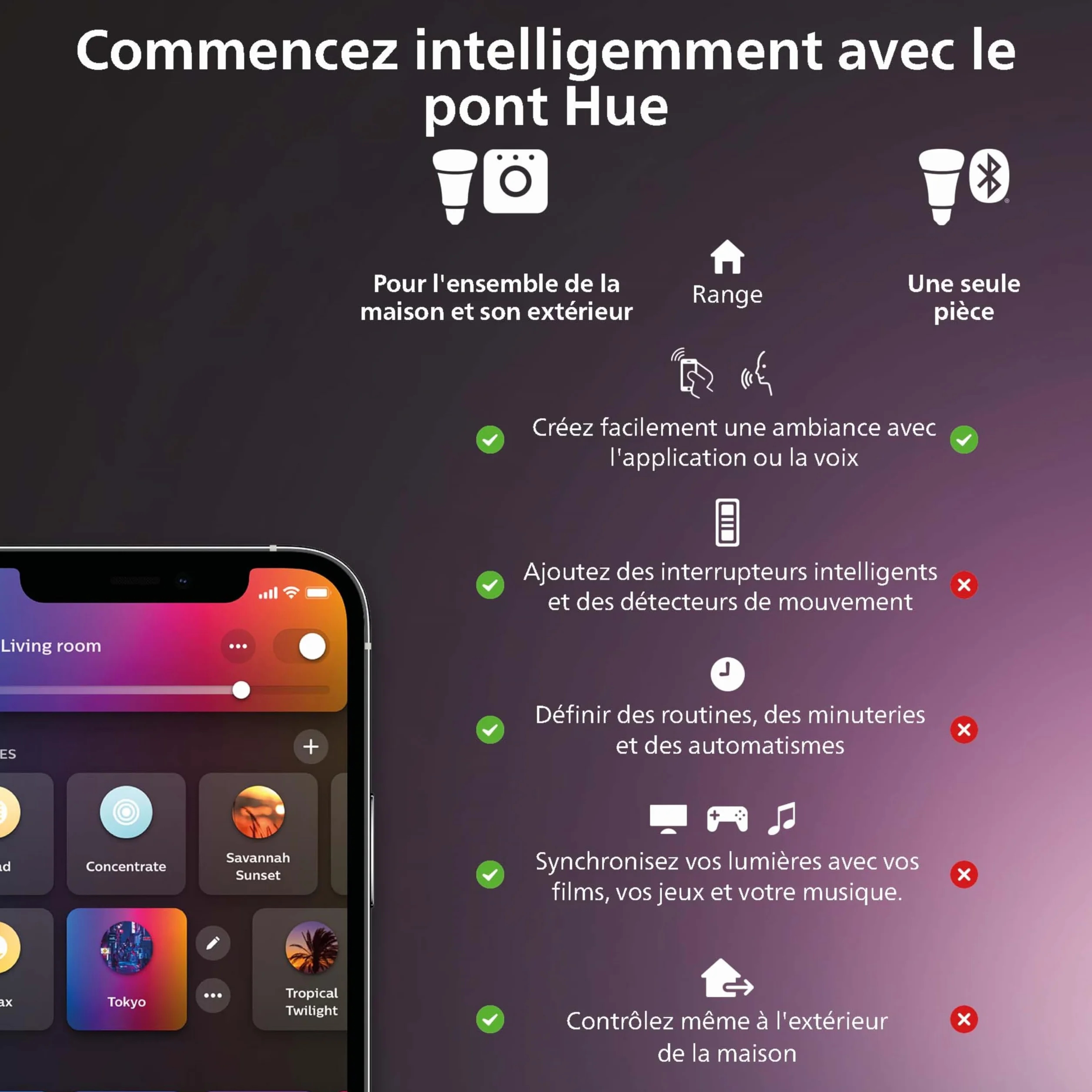 Philips Hue Devote Panneau LED connecté White and Color Ambiance Rond 30 cm 16,6W 2000 lumens