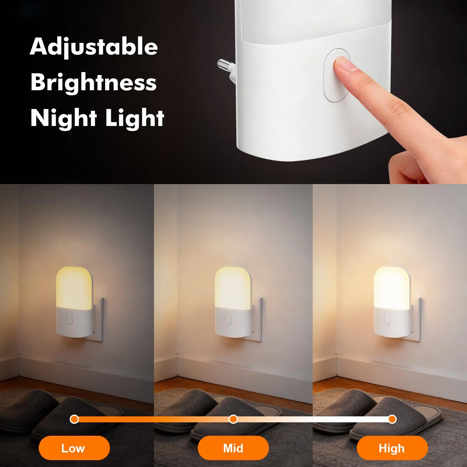 GRIFEMA GD101-1 Veilleuse Enfant Prise Électrique 3 Niveaux Réglage Luminosité Blanc Chaud