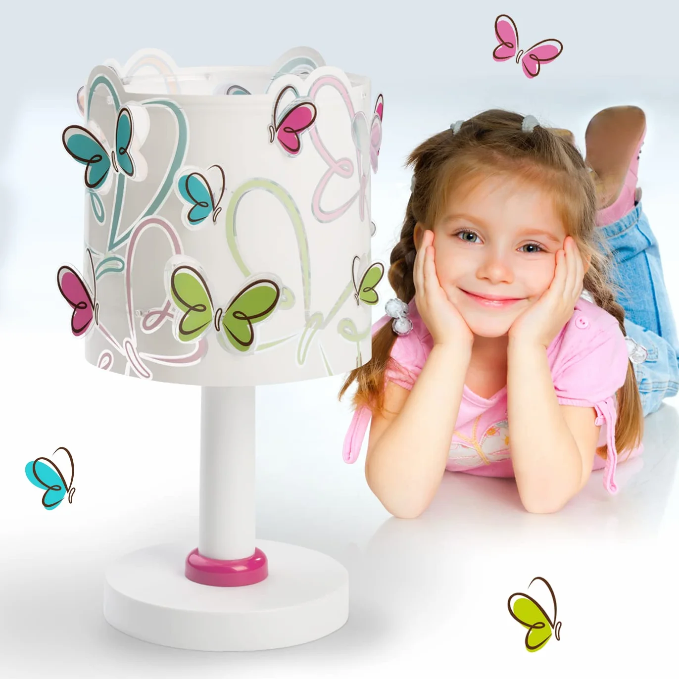 Dalber lampe de table enfant Butterfly Papillons multicolores
