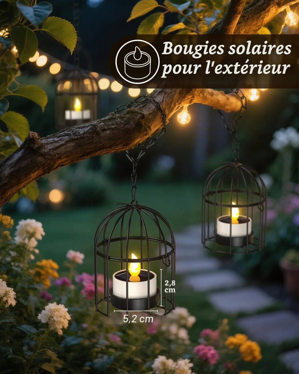 SoulBay Lot de 6 Bougie LED Solaire Exterieur Flamme Vacillante Rechargeable pour Jardin Cimetière Decoration