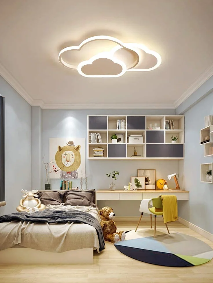 Plafonnier LED Enfant Forme Nuage 42cm 32W 2700lm Dimmable 3000K-6500K Télécommande Blanc Moderne
