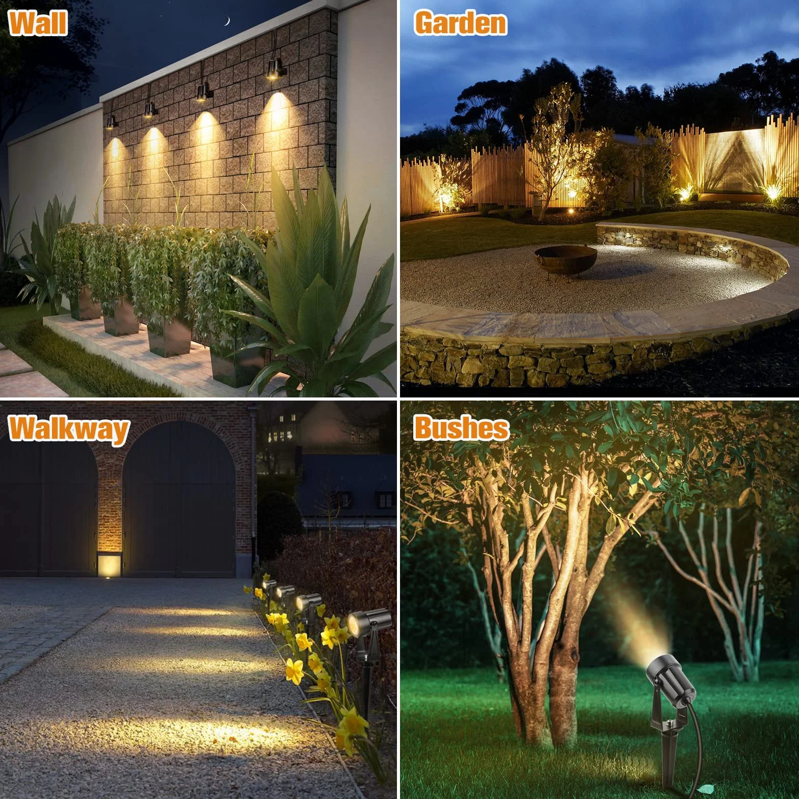 NIORSUN Spot LED Extérieur 3000K IP67 Blanc Chaud 29m 27V Lampe Jardin Paquet de 8