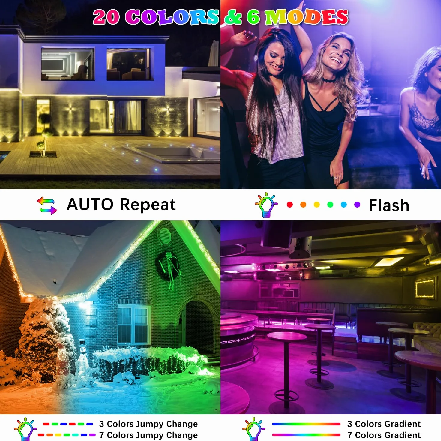 VAYALT 48W Projecteur LED RGB Exterieur, 2 PCS Barre LED RGB avec Télécommande, 16 Millions de Couleurs