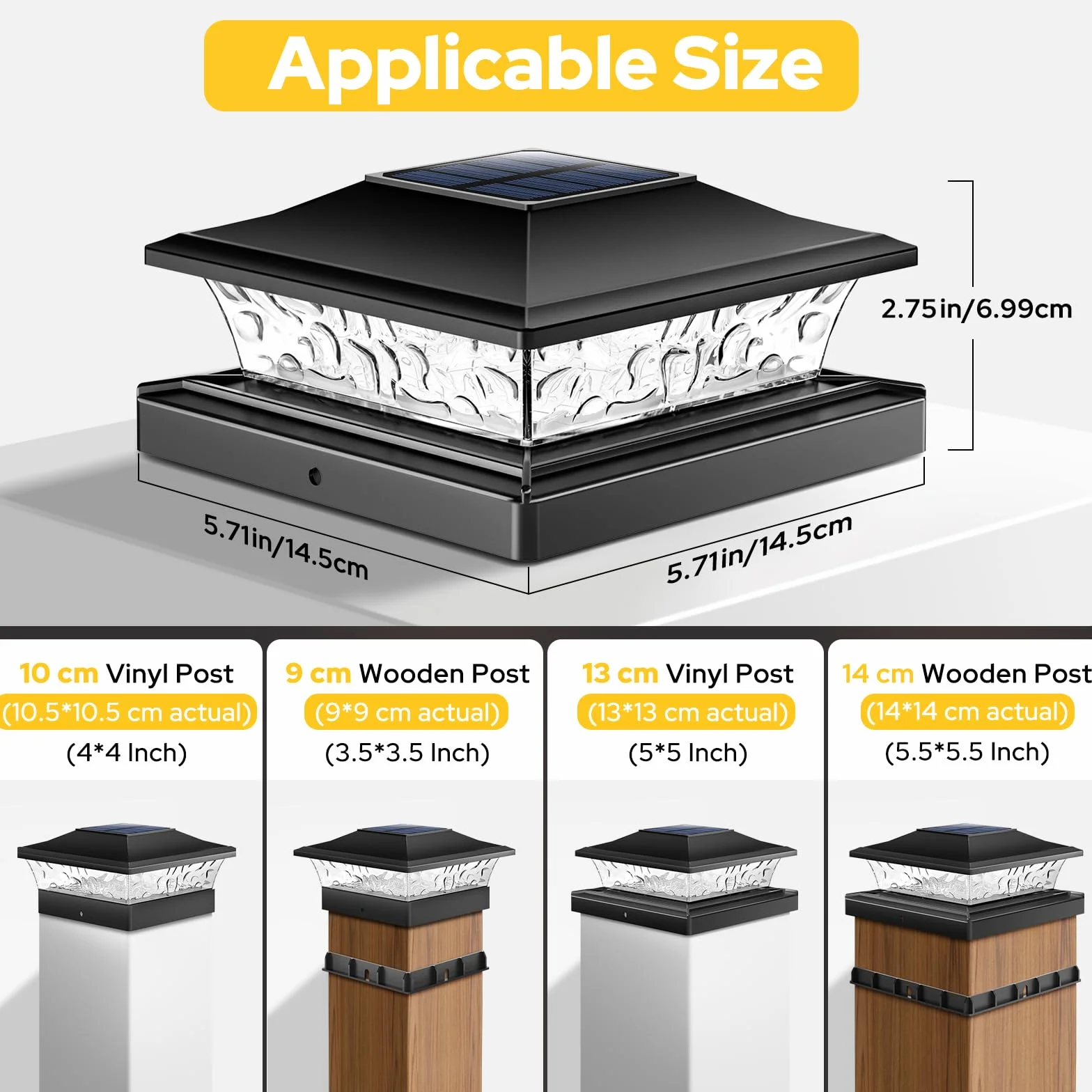 NIORSUN Lot de 4 capuchons solaires pour poteau extérieur